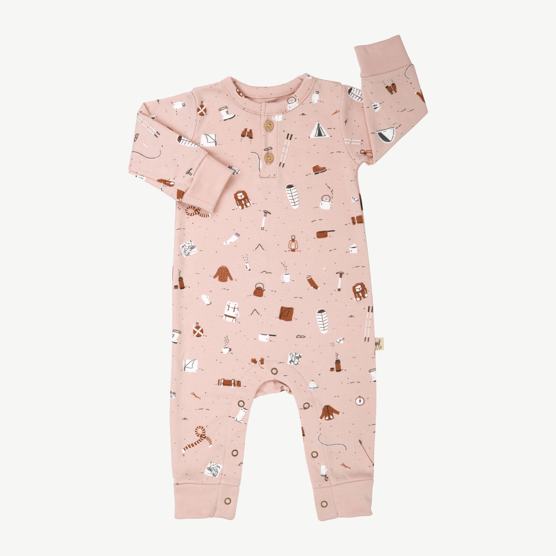 'camping gear' peach whip buttons jumpsuit