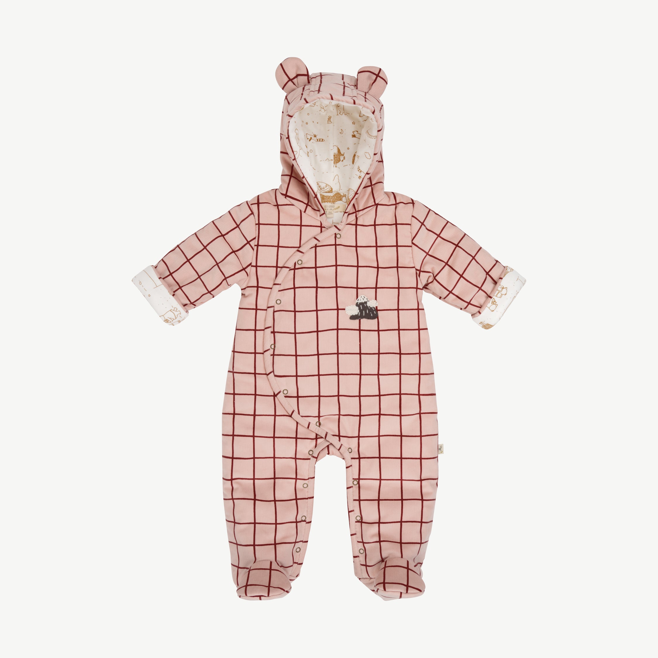 'mountain checks' rose glow padded jumpsuit