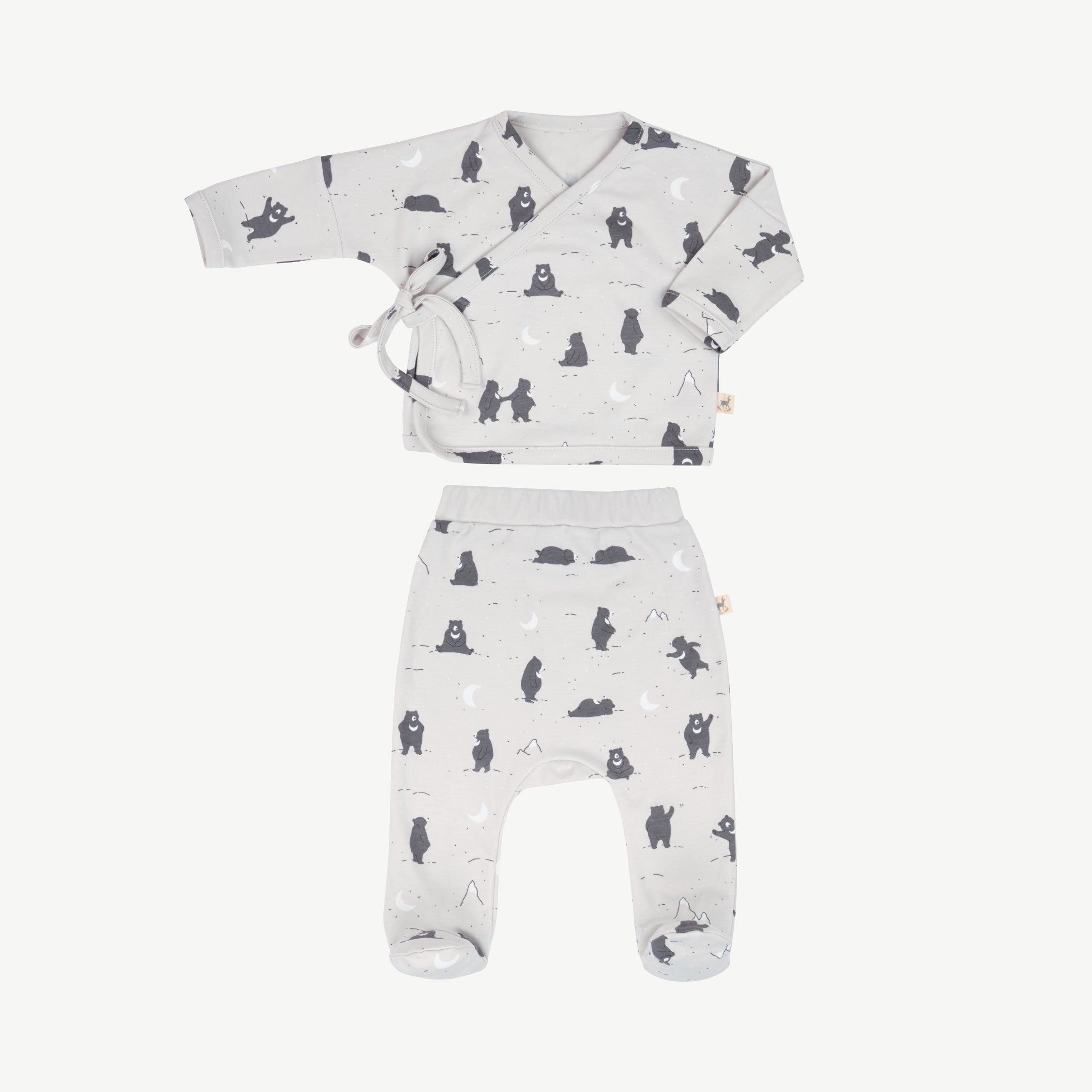 'magic moonbear' lunar rock kimono top + footed pants set