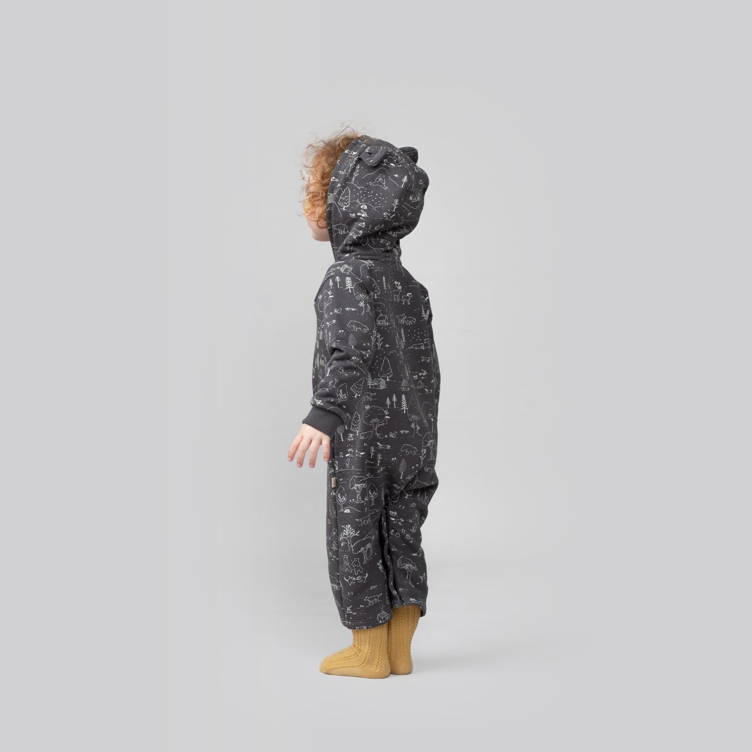 'the story' dark shadow bear french terry jumpsuit