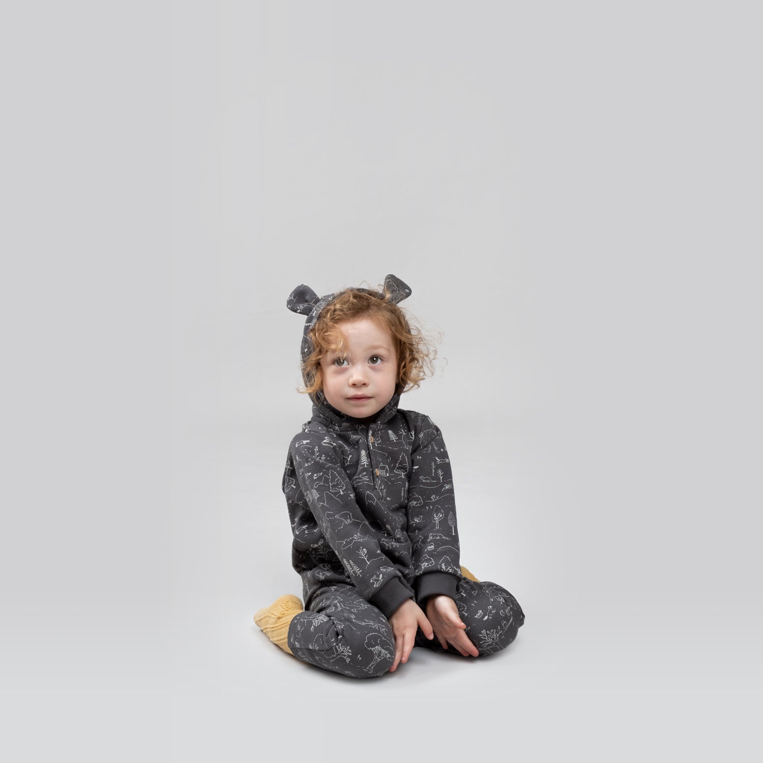 'the story' dark shadow bear french terry jumpsuit