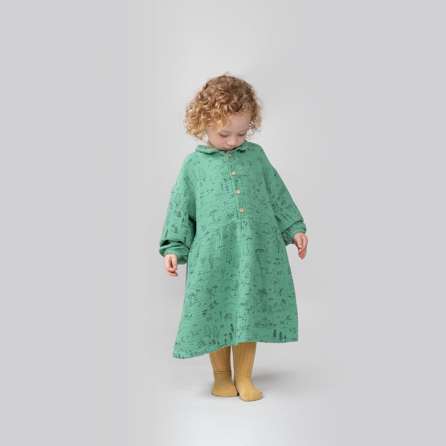 'the story' malachite green muslin dress