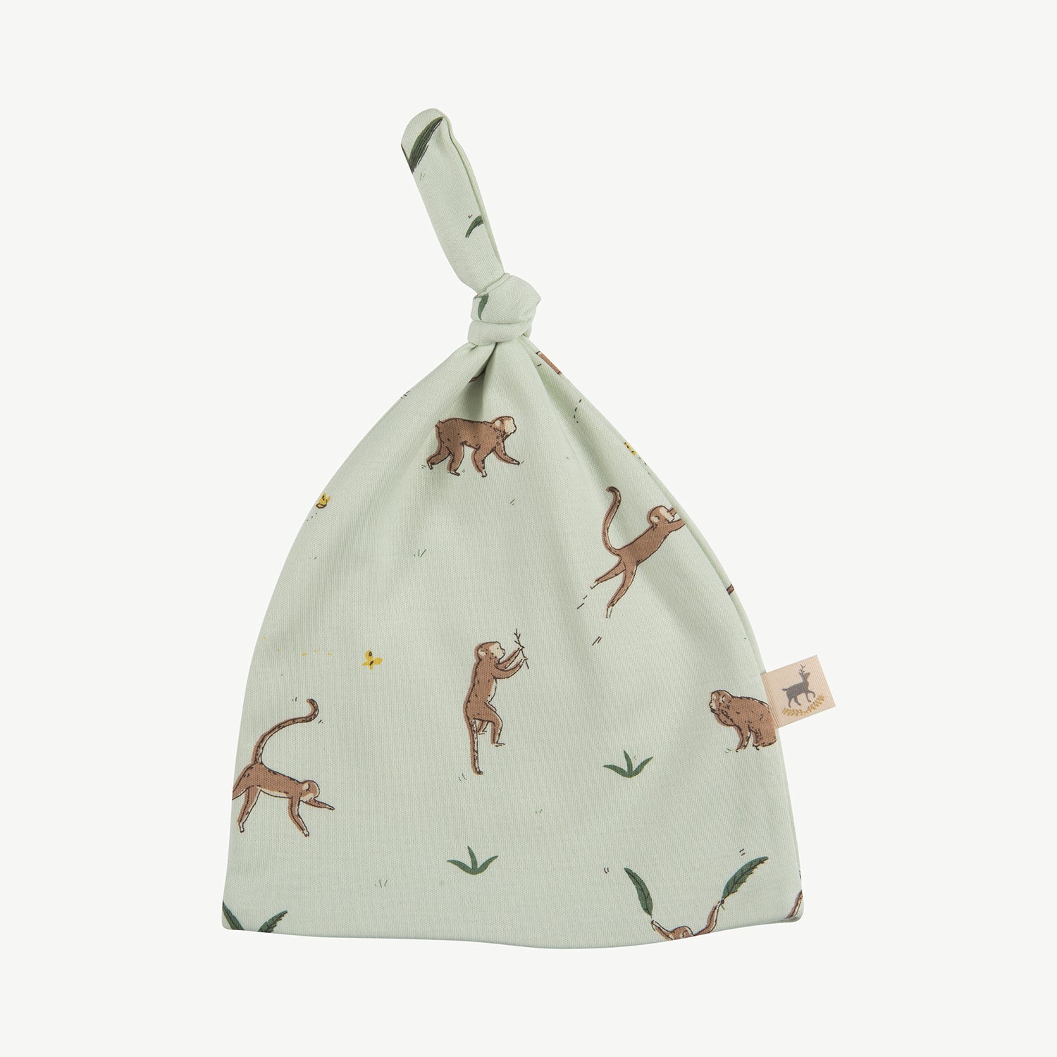 'playful monkeys' almost aqua knotted beanie