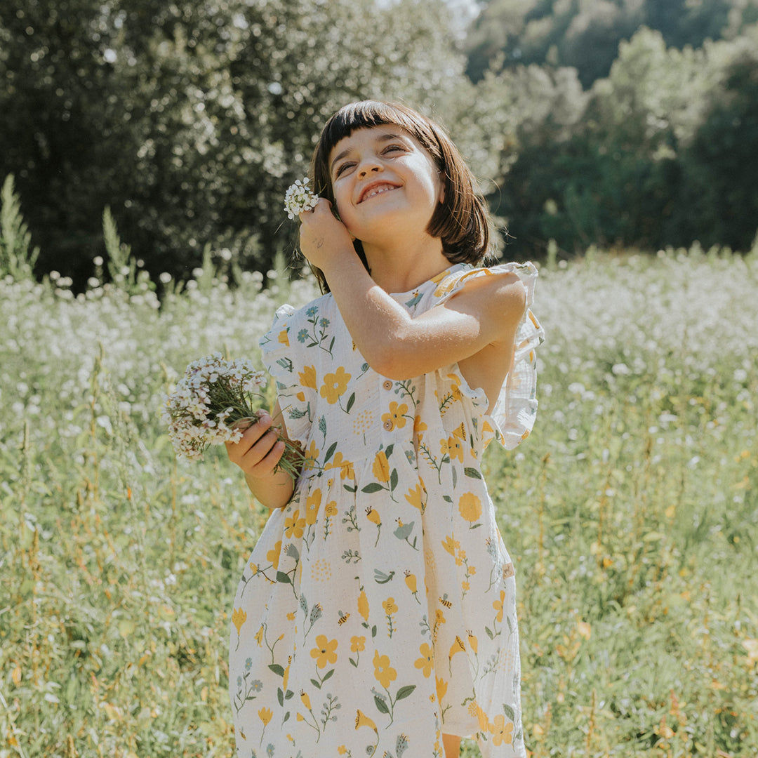 'spring blossom' ivory muslin dress