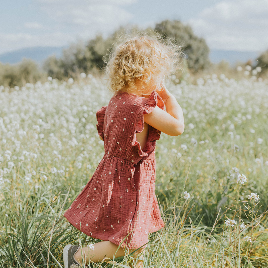 'dusty bloom' light mahogany muslin dress