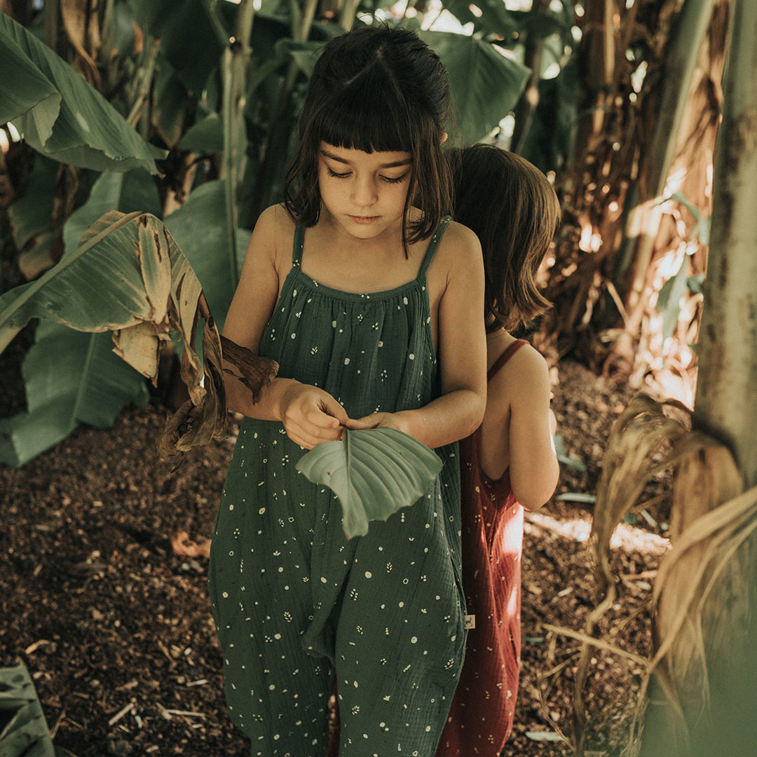 'dusty bloom' vineyard green muslin jumpsuit