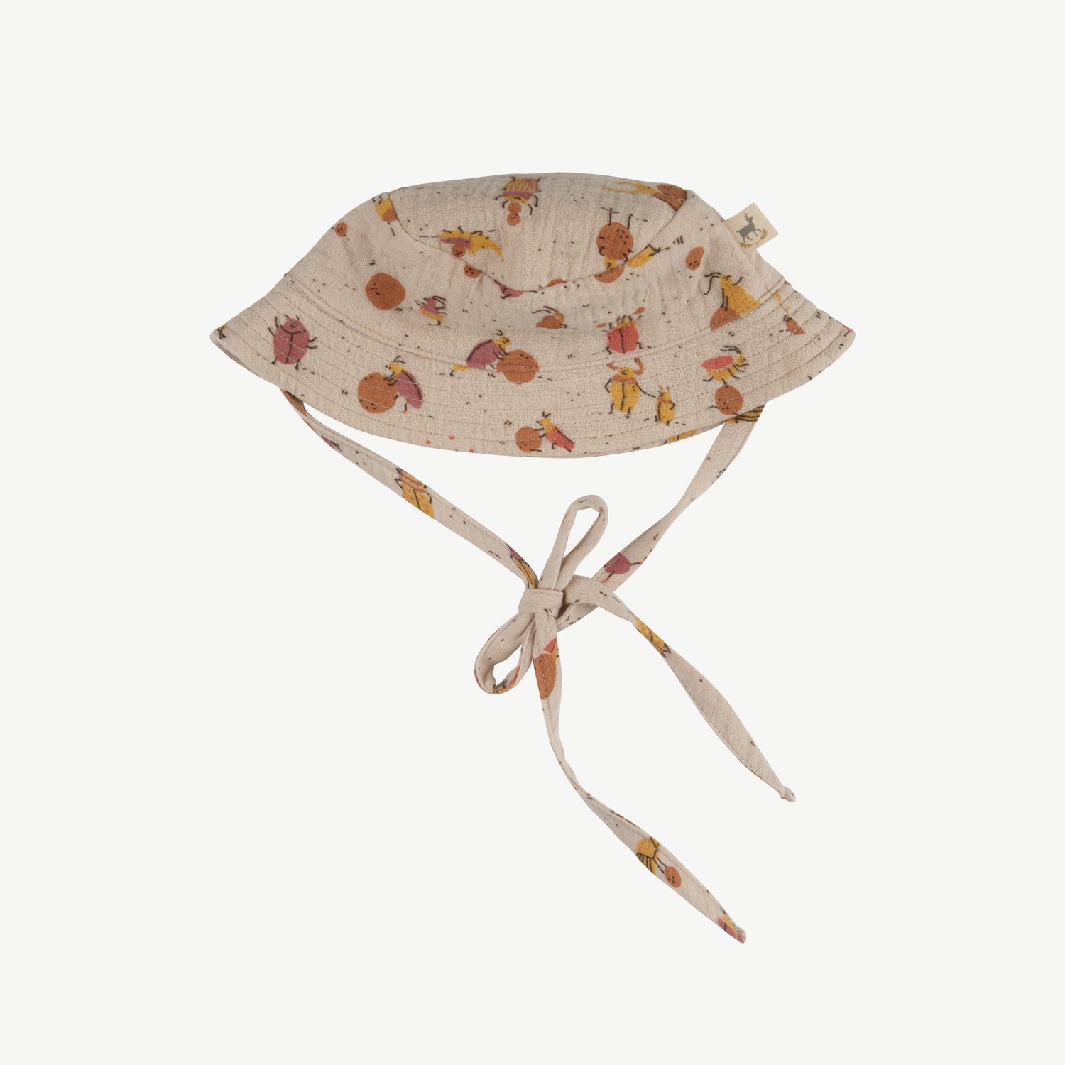 'juggling beetles' white sand muslin hat