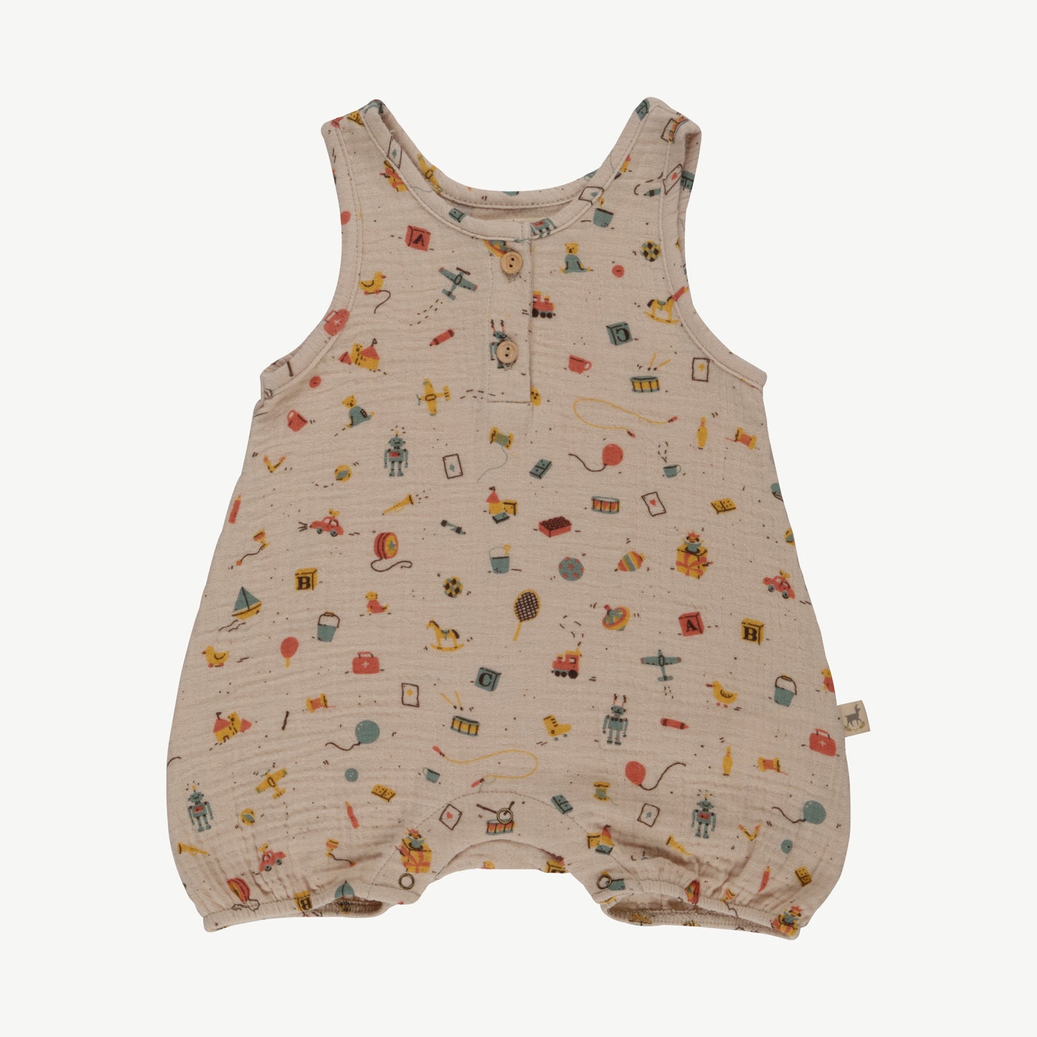 'bygone toys' white sand muslin romper