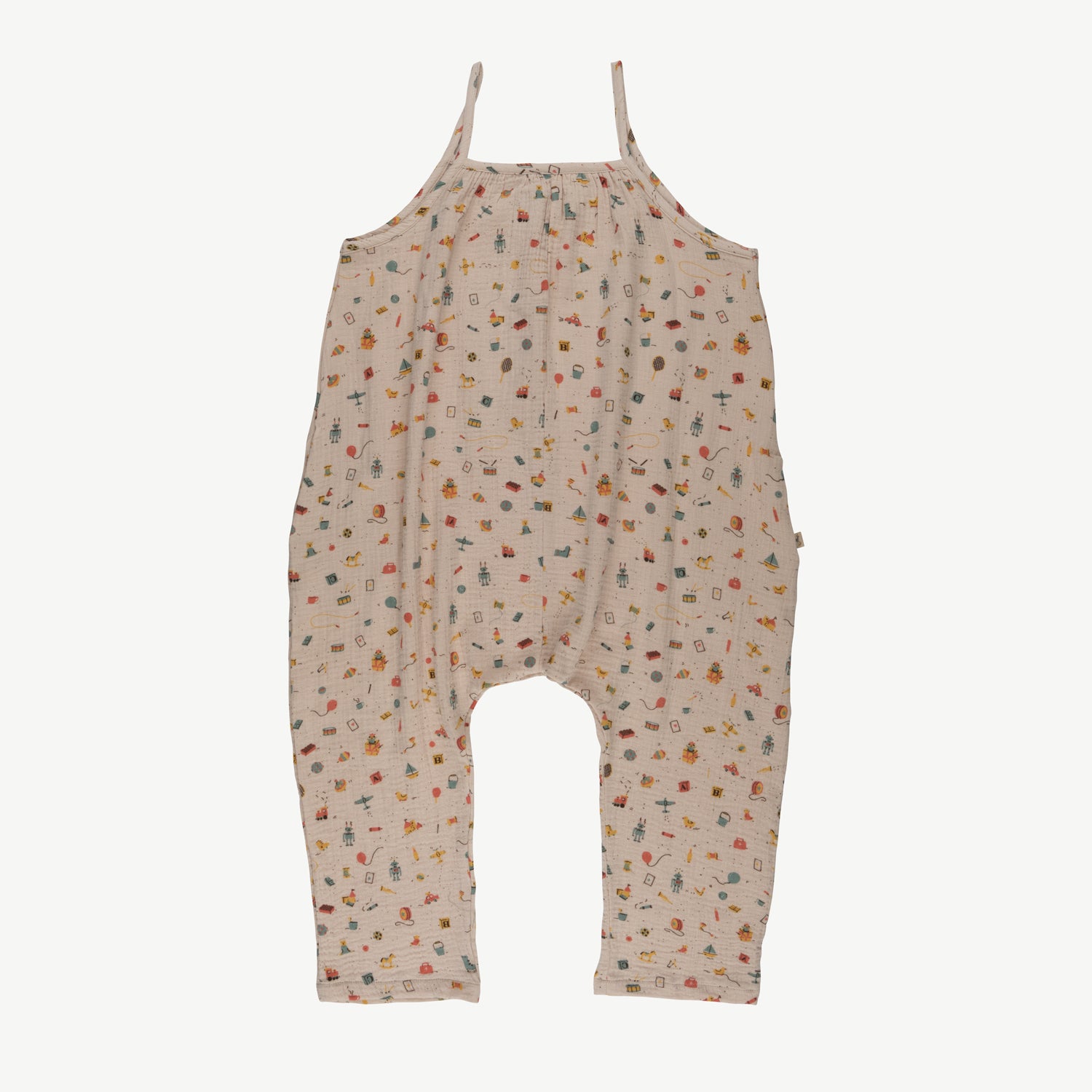 'bygone toys' white sand muslin jumpsuit