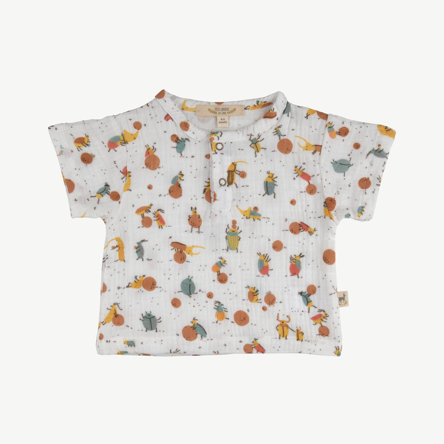 'Juggling beetles' ivory muslin top