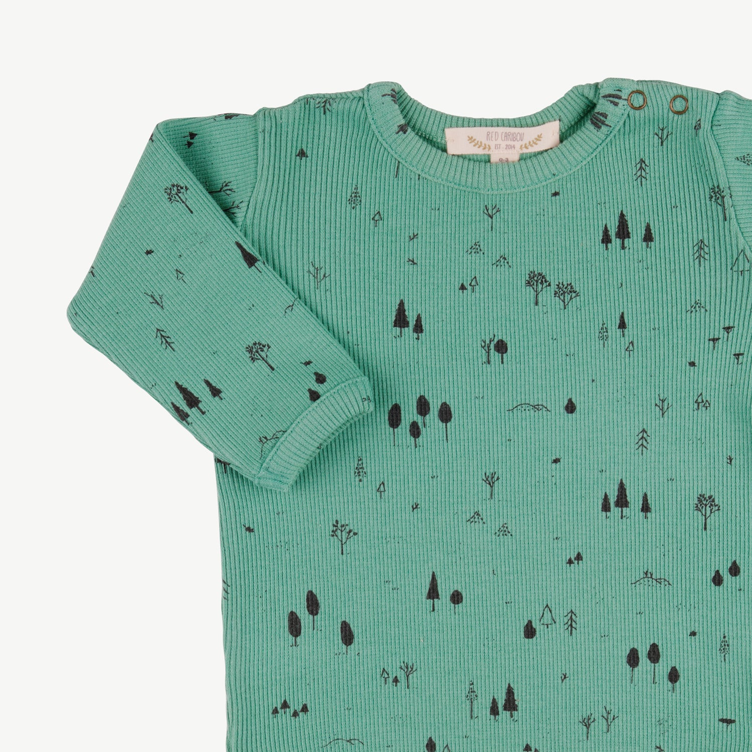'the woods' malachite green rib onesie