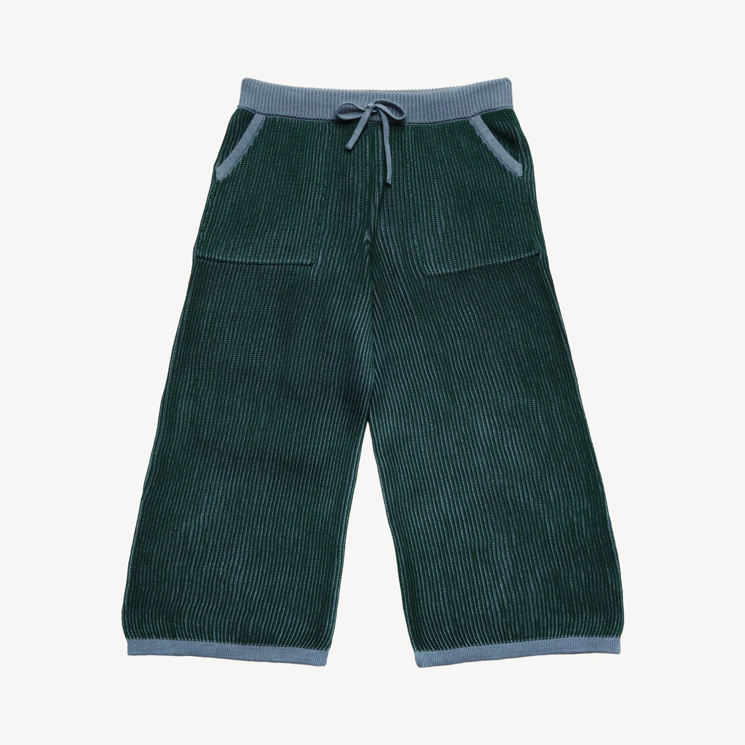 Knit Baggy Pants - Two-tone Dark Green