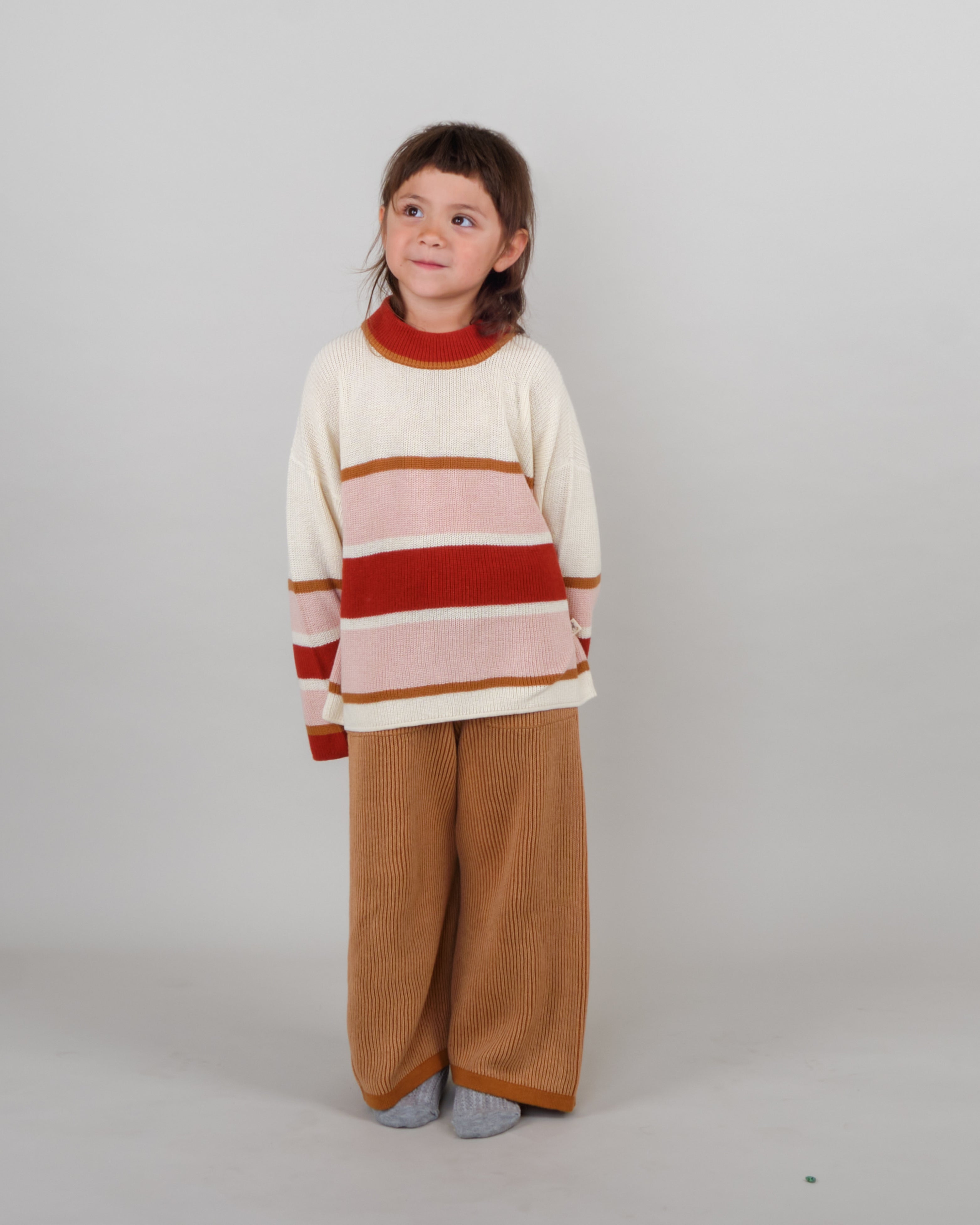 Knit Oversized Sweater - Stripped Light Pink