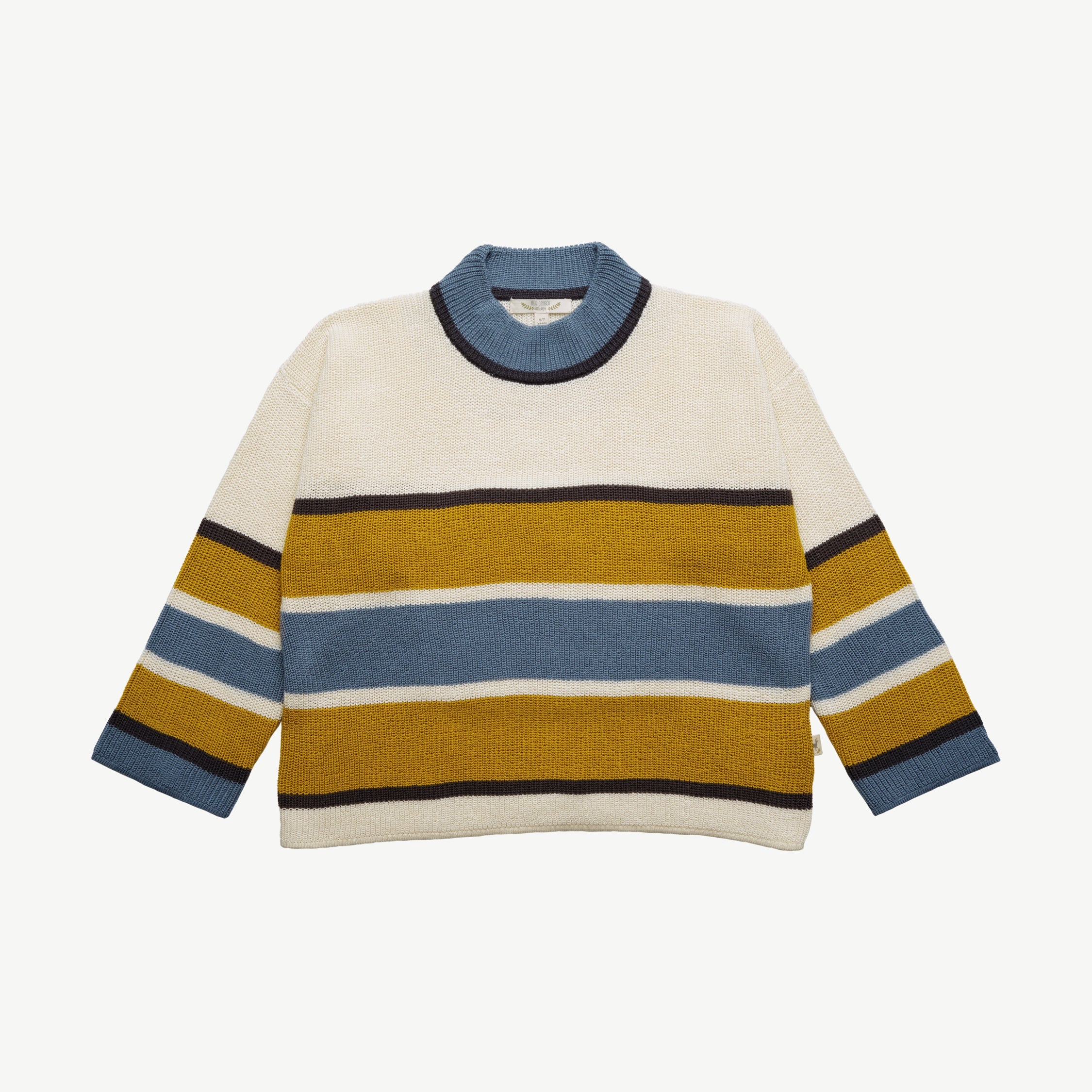 Knit Oversized Sweater - Stripped Mustard