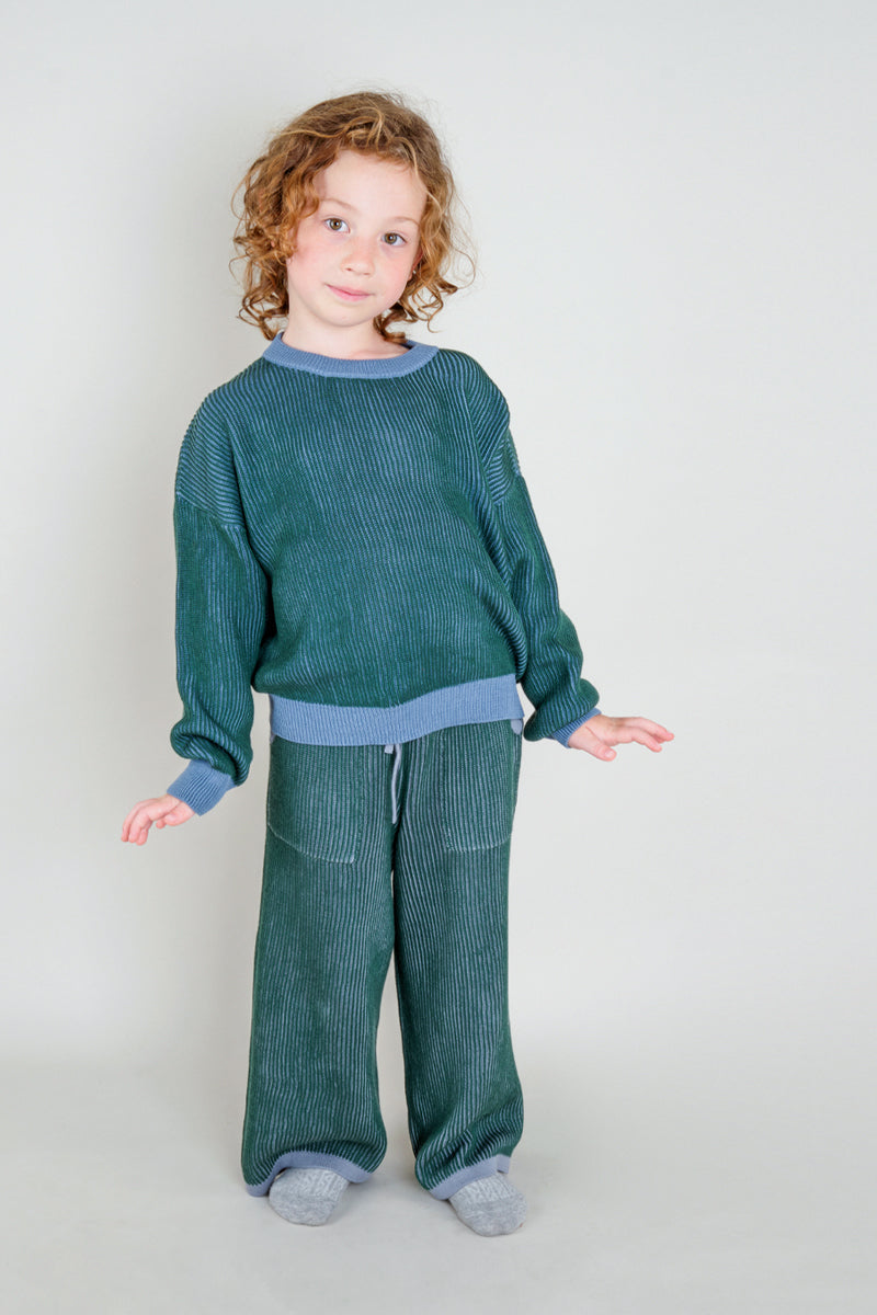 Knit Sweater - Two-tone Dark Green