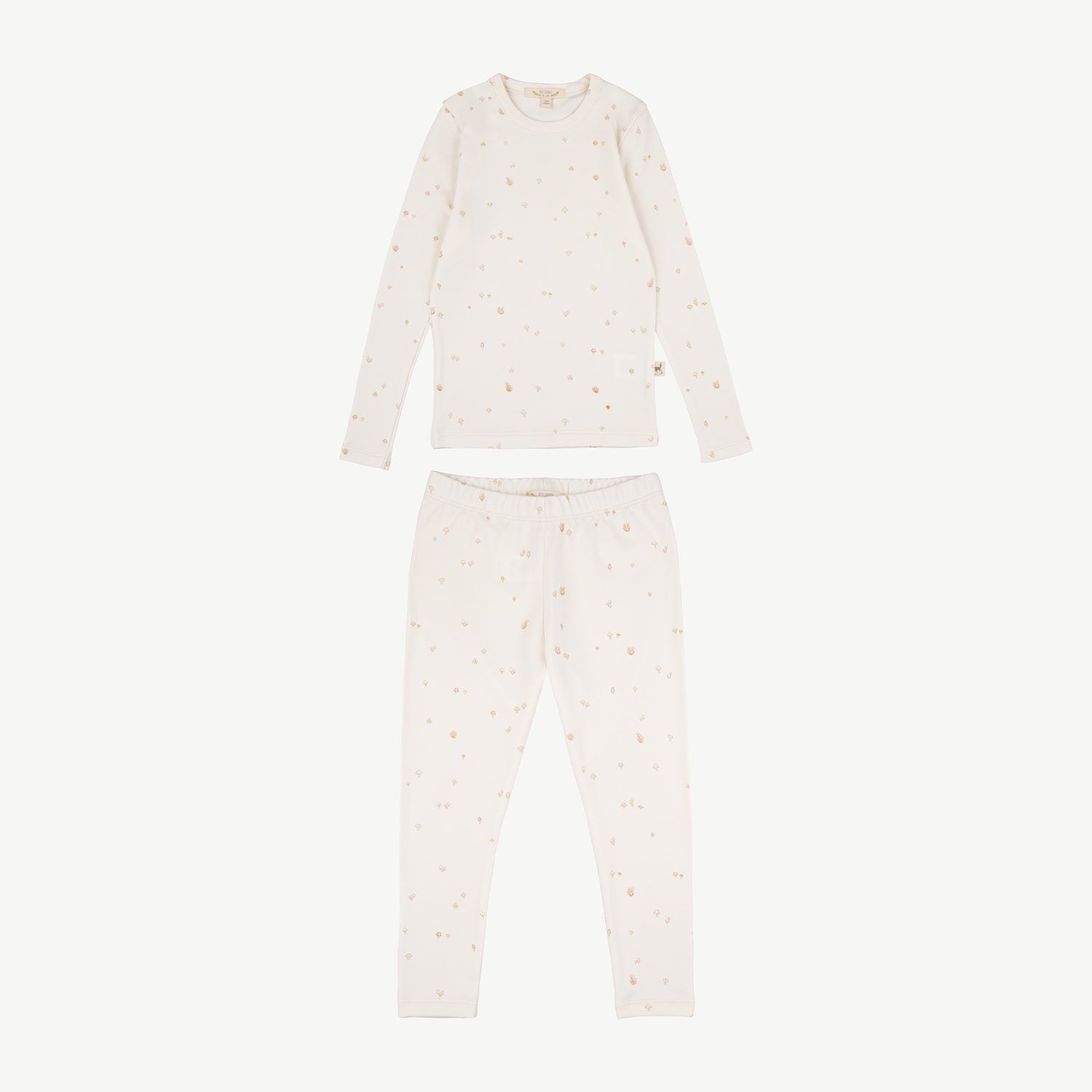 Set: Long Sleeve T-shirt + Leggings 
 - Mushrooms Ivory