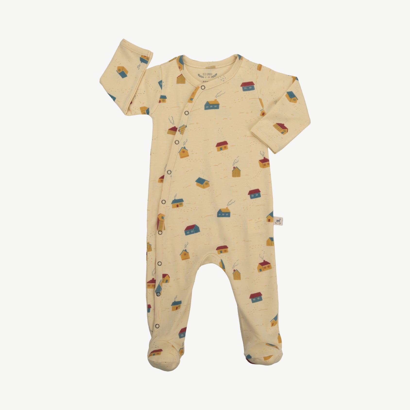 Footed Jumpsuit - Tiny Houses Light Lemon