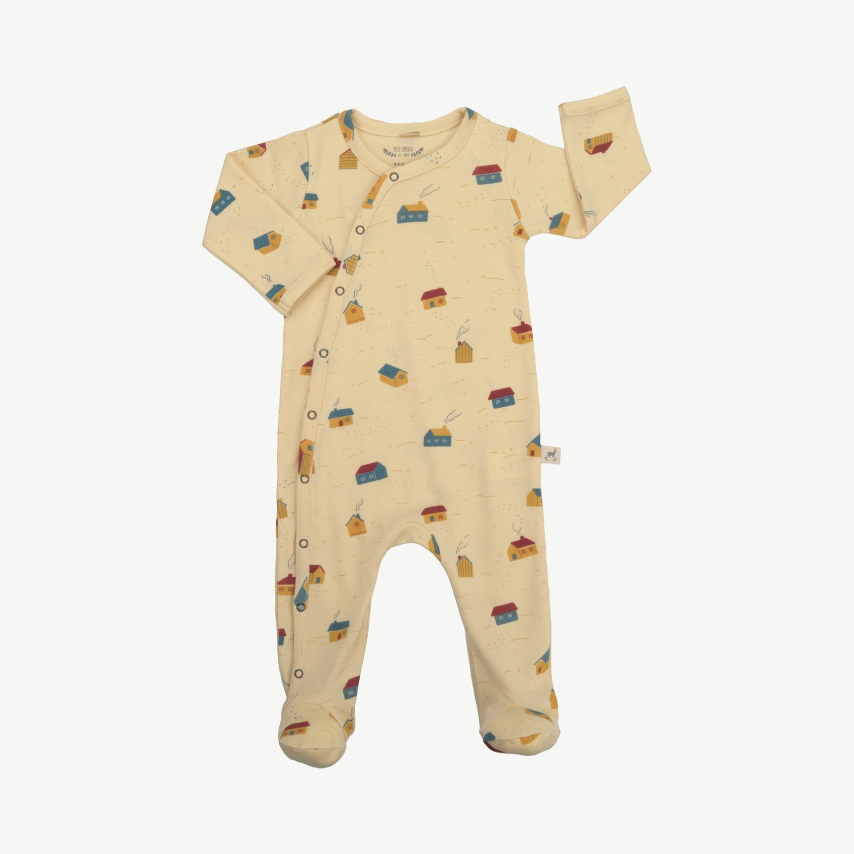 Footed Jumpsuit - Tiny Houses Light Lemon