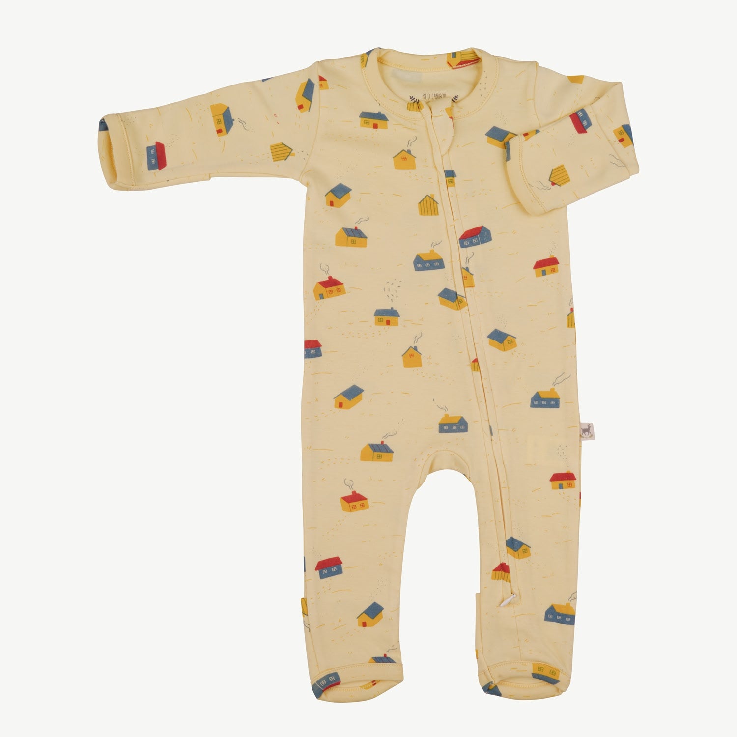 Zippered Jumpsuit - Tiny Houses Light Lemon