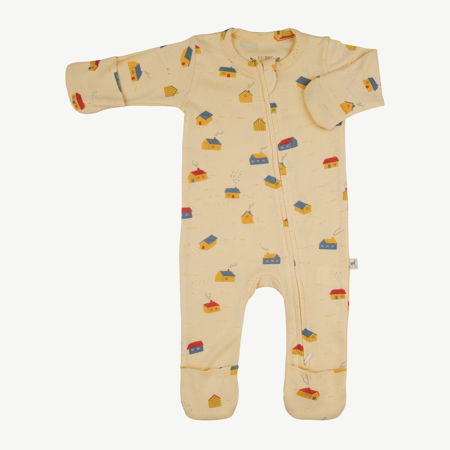 Zippered Jumpsuit - Tiny Houses Light Lemon
