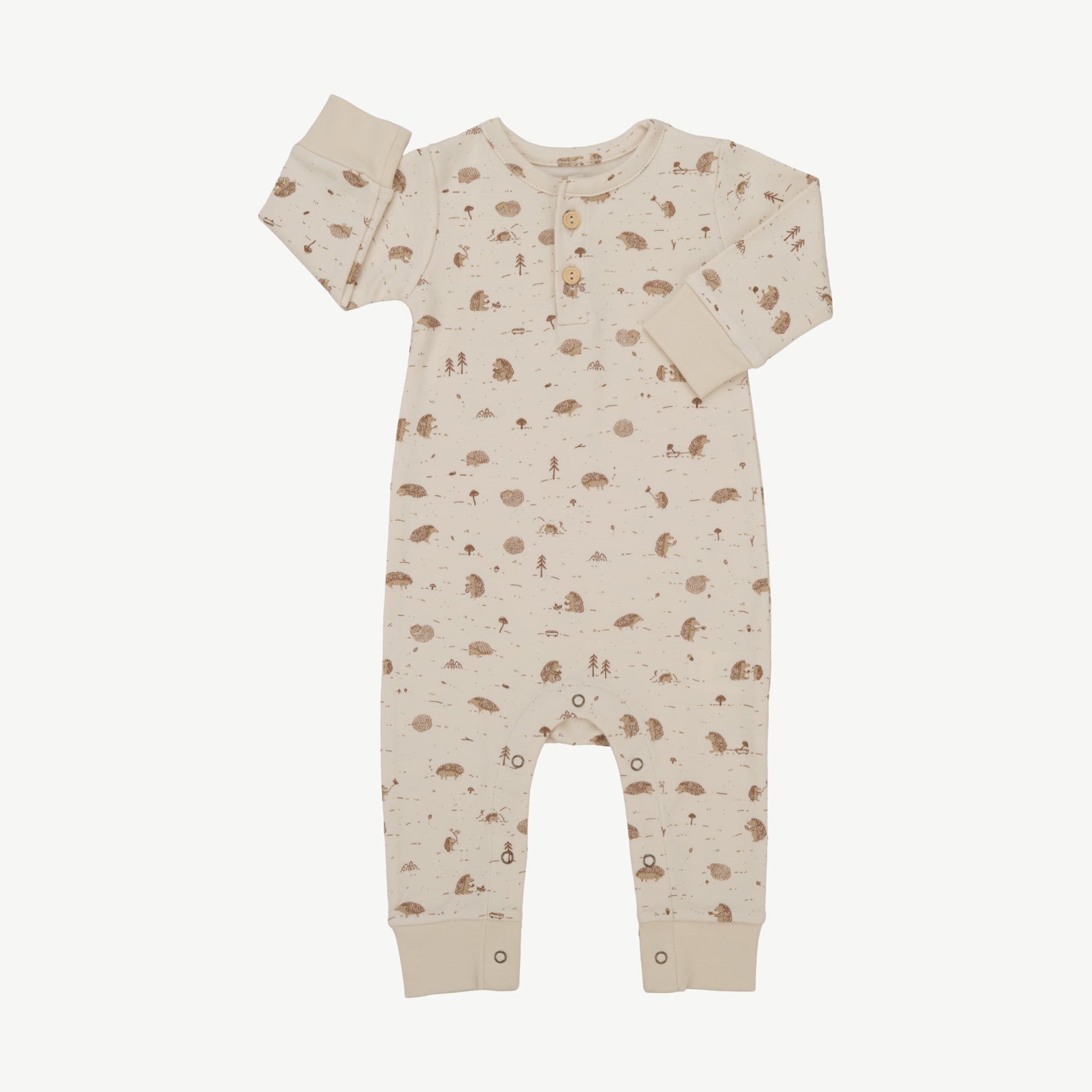 Buttons Jumpsuit - Woodland Hedgies Light Beige
