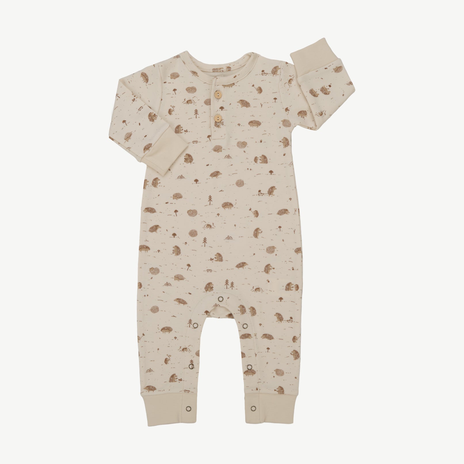 Buttons Jumpsuit - Woodland Hedgies Light Beige