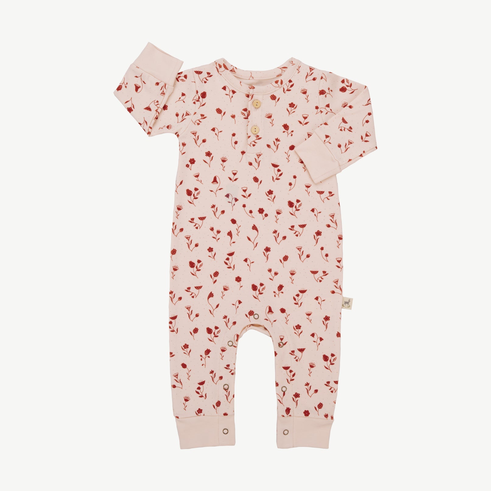 Buttons Jumpsuit - Floral Whispers Soft Peach