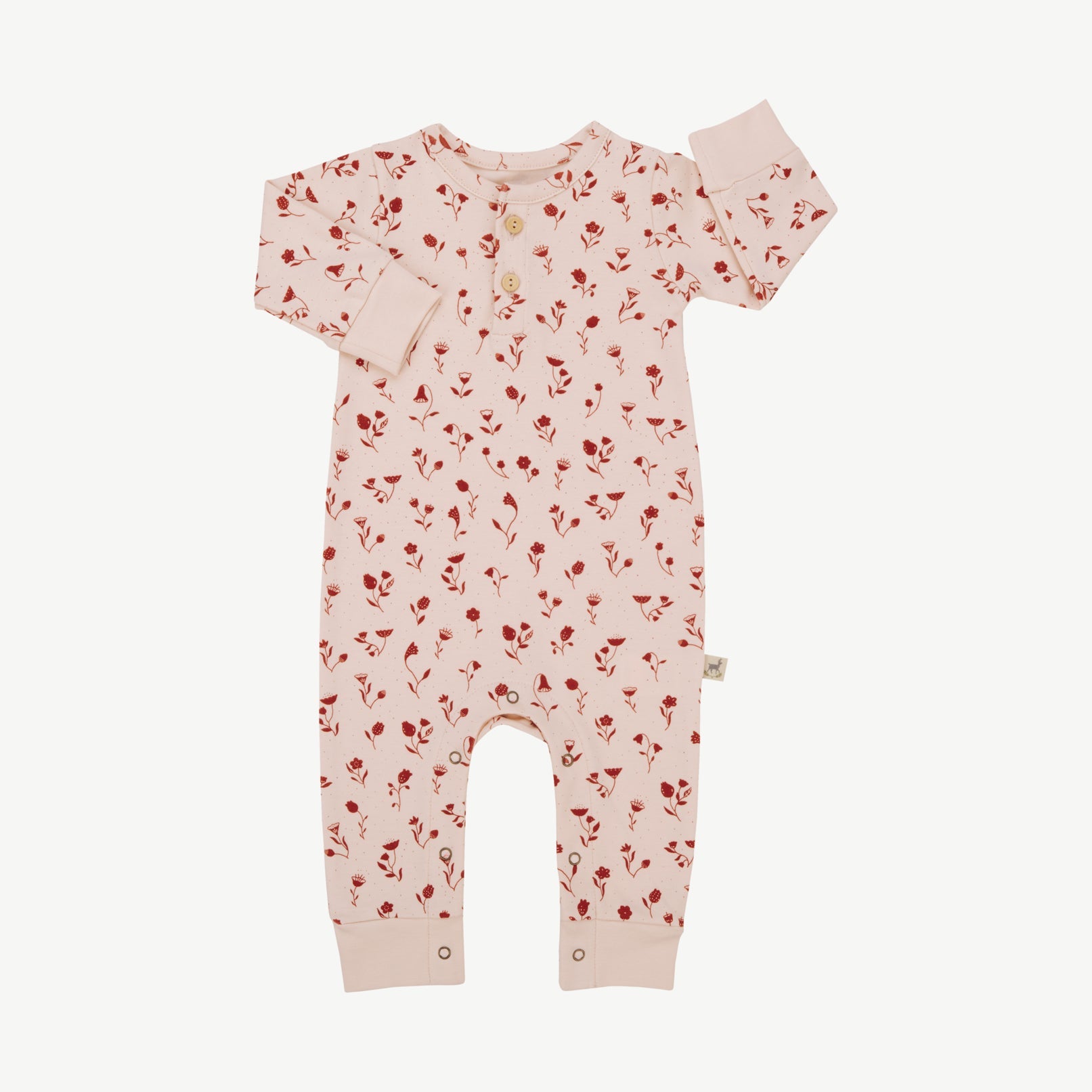 Buttons Jumpsuit - Floral Whispers Soft Peach