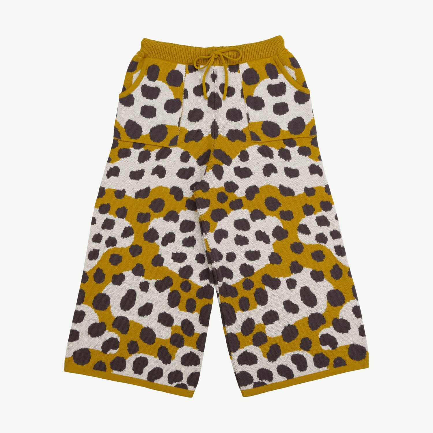 Knit Baggy Pants - Animal Print Mustard
