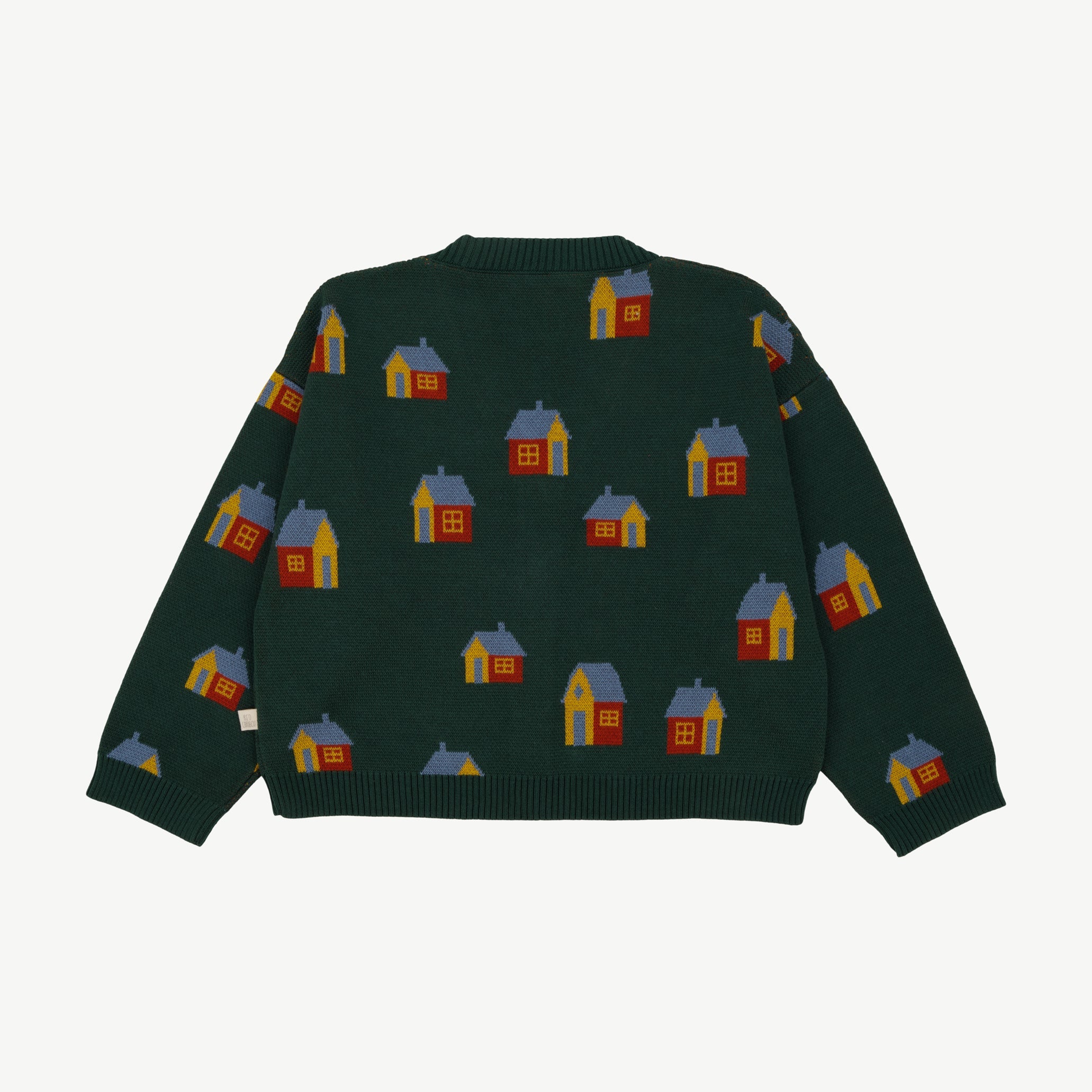 Knit Cardigan - Tiny Houses Dark Green