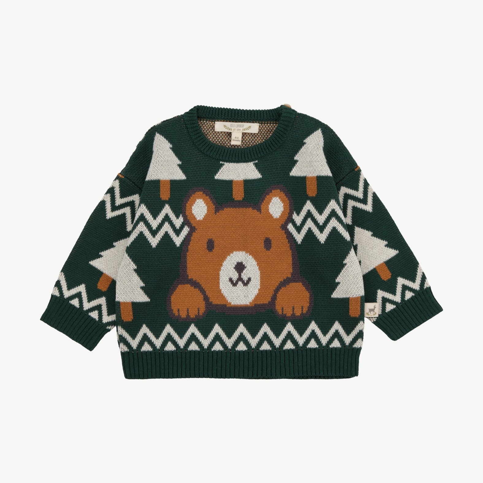 Knit Sweater - Cozy Bears Dark Green