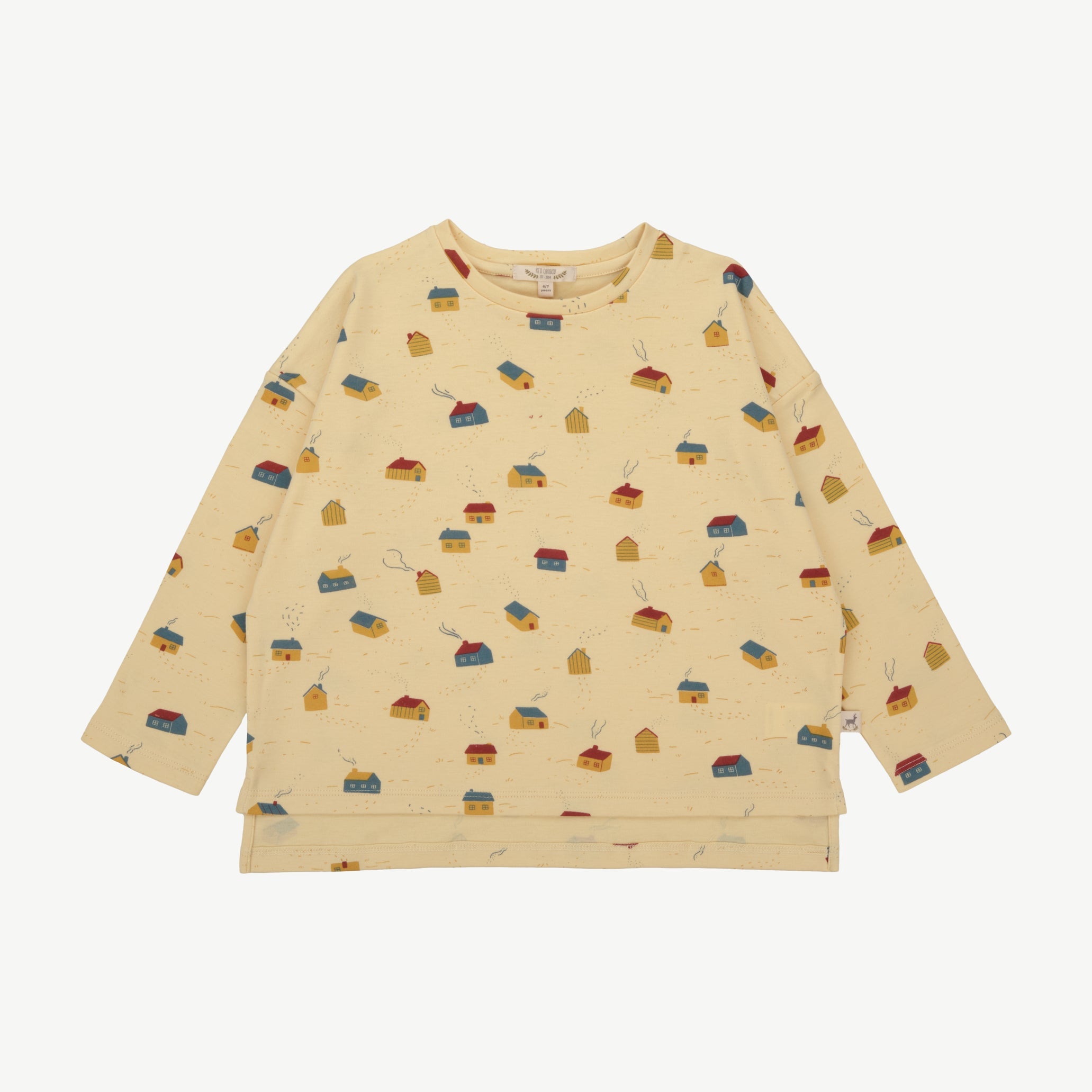 Oversized T-shirt - Tiny Houses Light Lemon