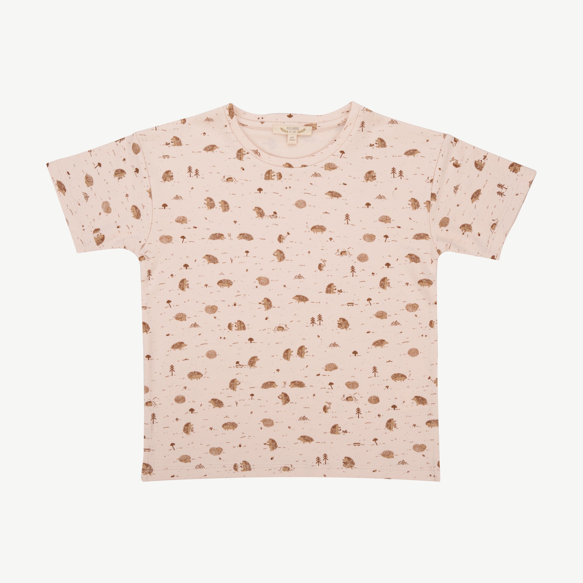 Short Sleeve T-shirt - Woodland Hedgies Soft Peach