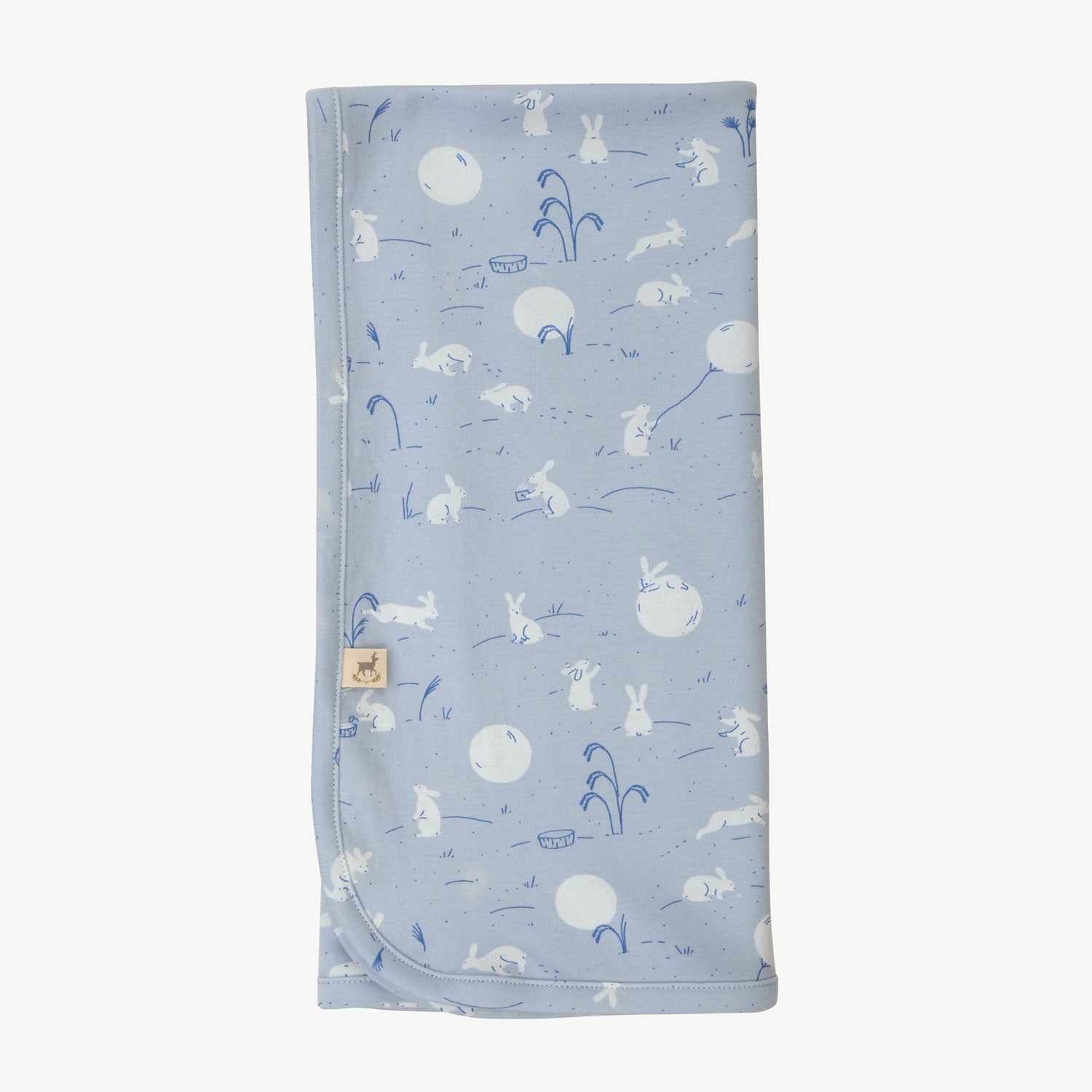 'moonlit usagi (hares)' celestial blue double sided blanket