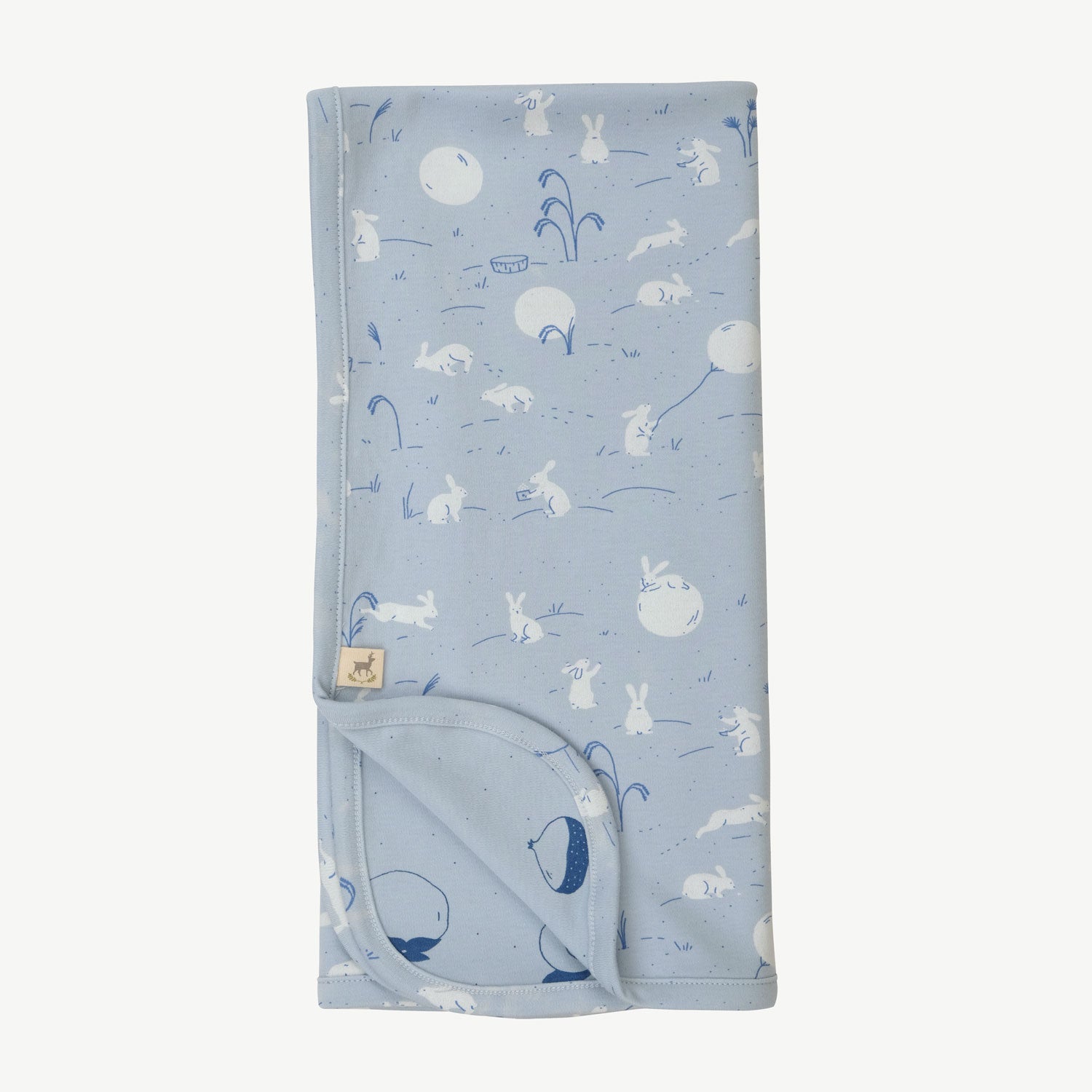 'moonlit usagi (hares)' celestial blue double sided blanket