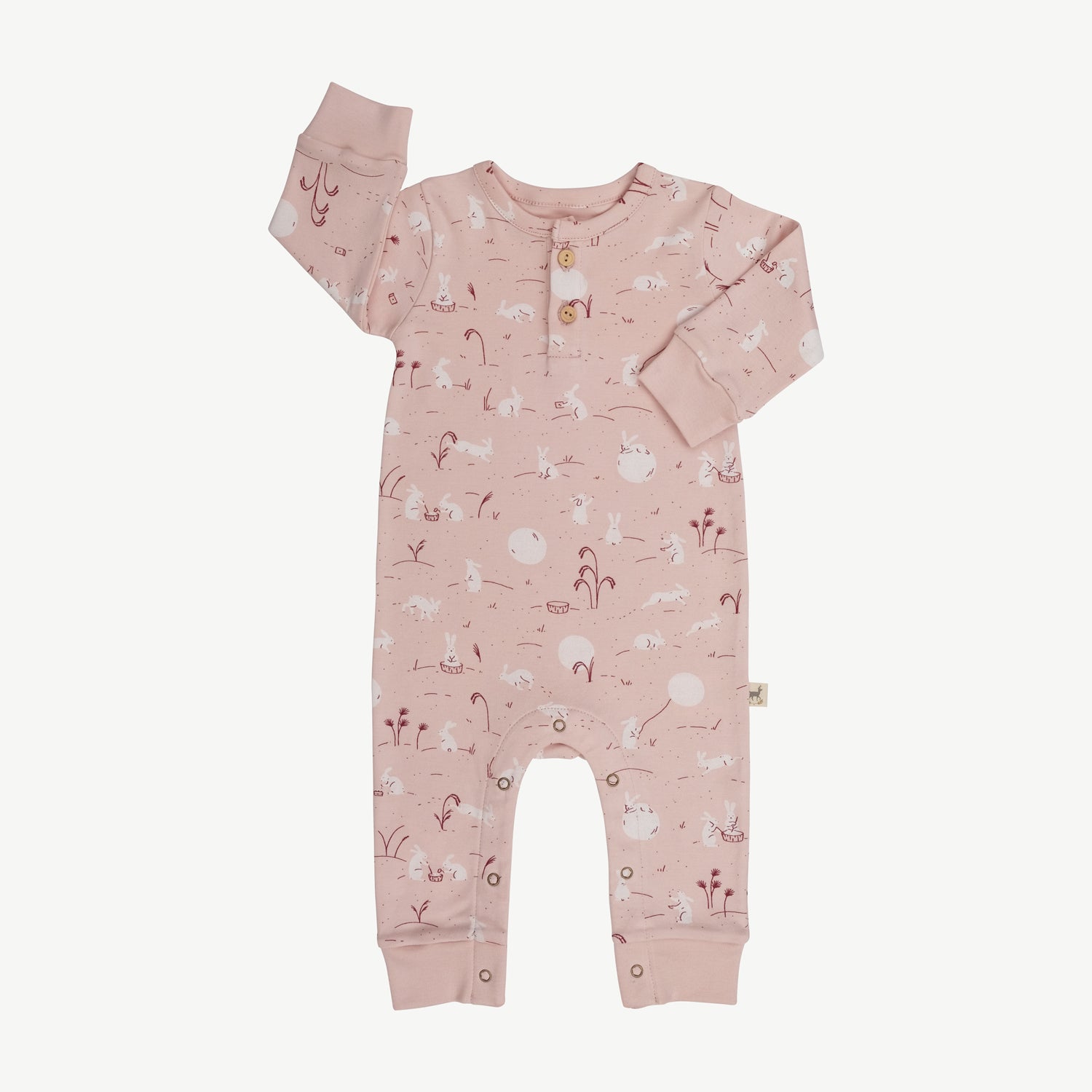 'moonlit usagi (hares)' peach whip buttons jumpsuit