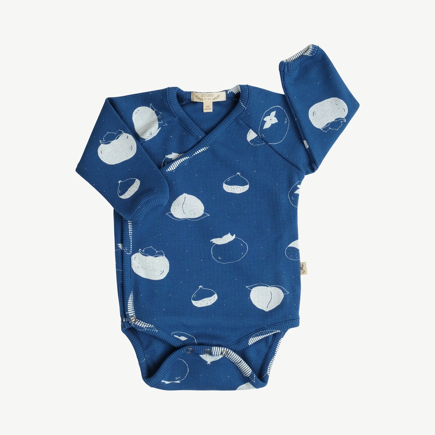 'fruitful patience' dark blue rib onesie