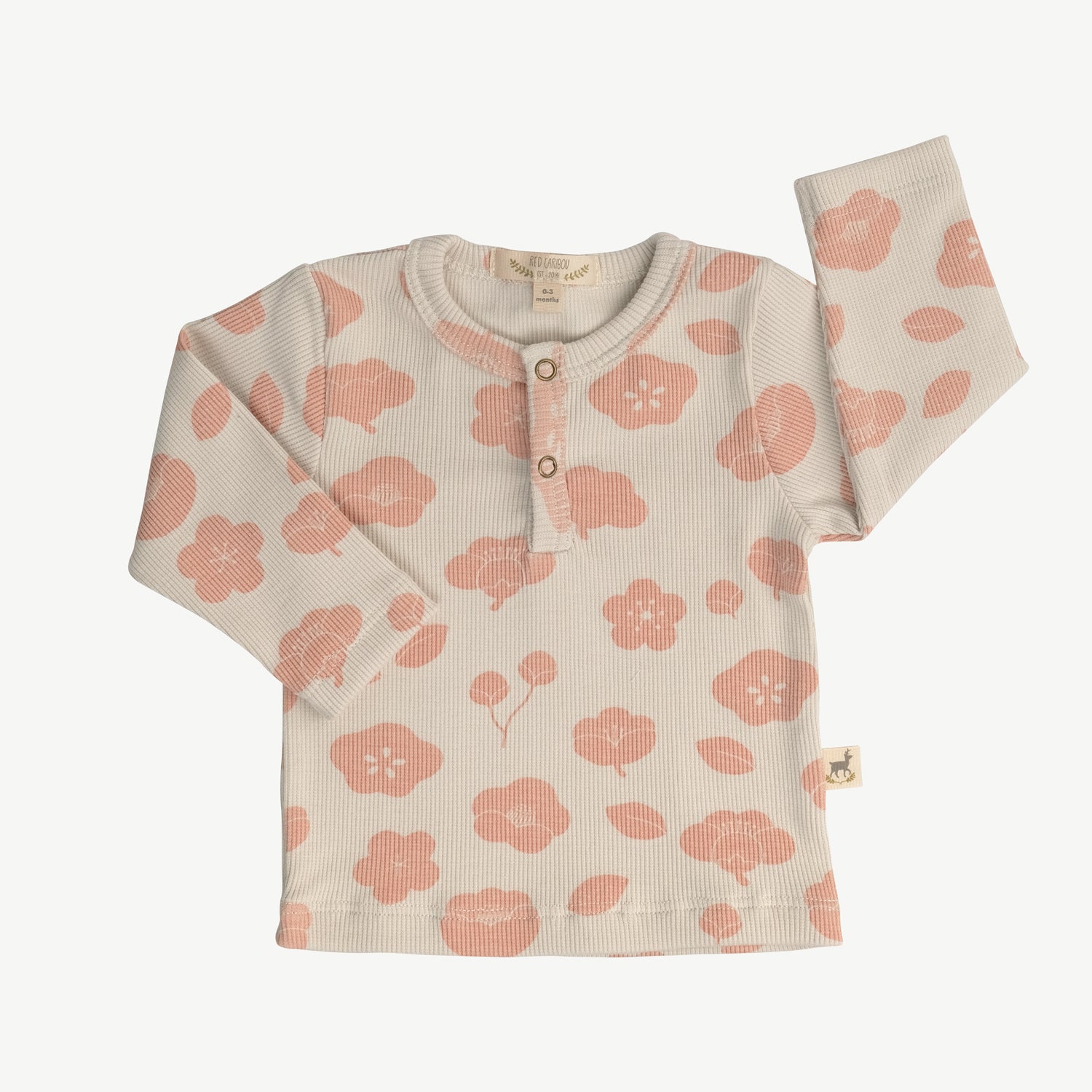 'plums in bloom' white sand rib henley