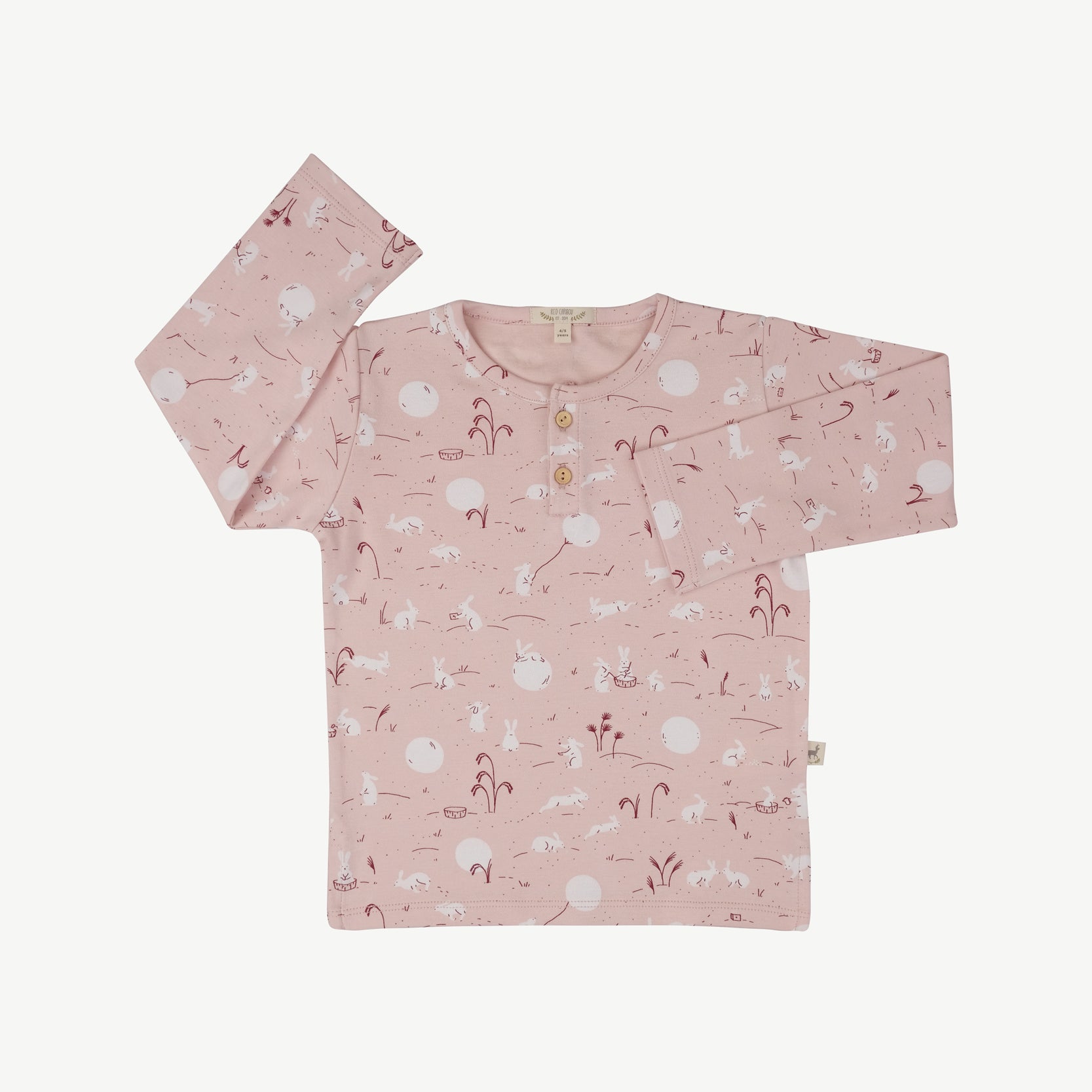'moonlit usagi (hares)' peach whip buttons t-shirt
