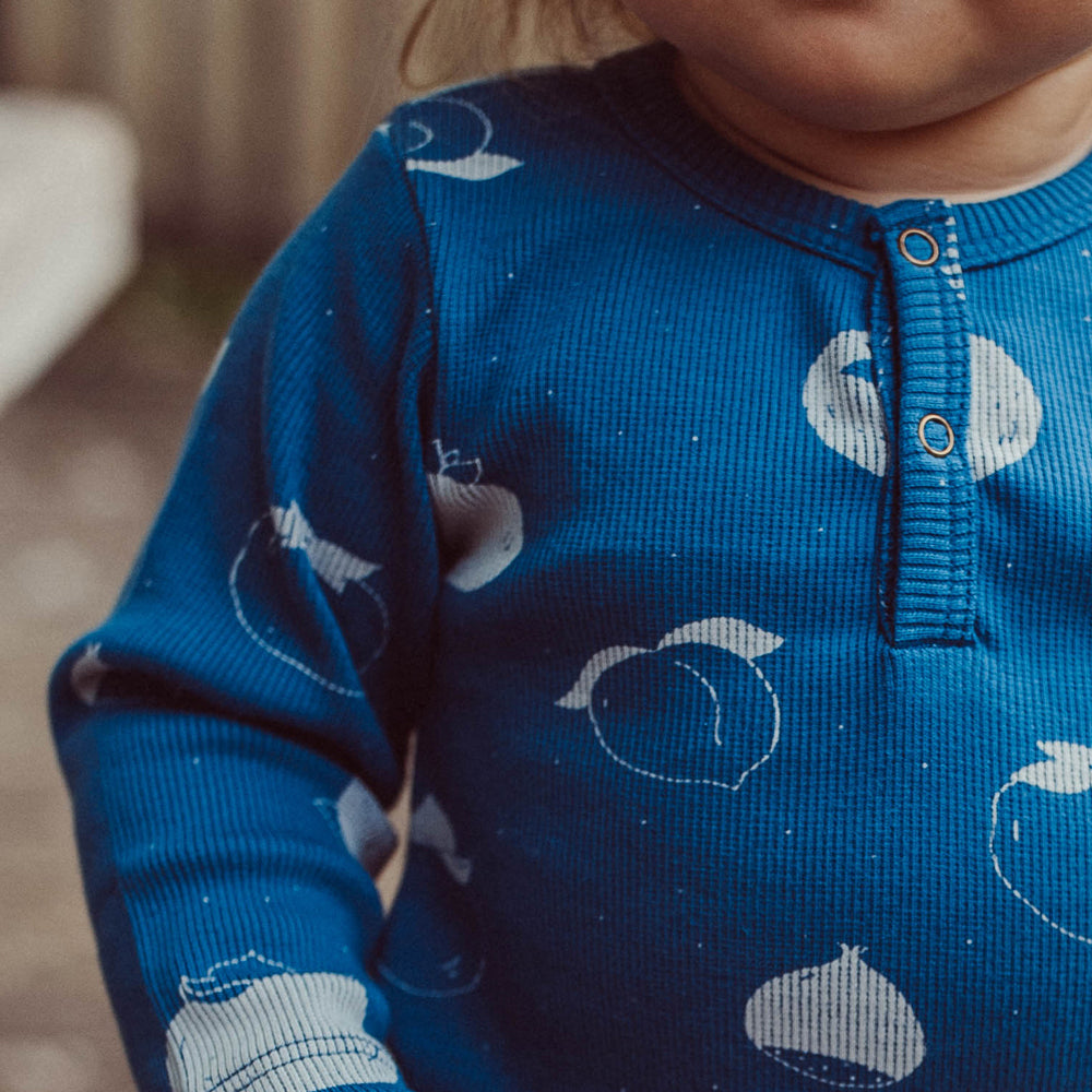 'fruitful patience' dark blue rib henley