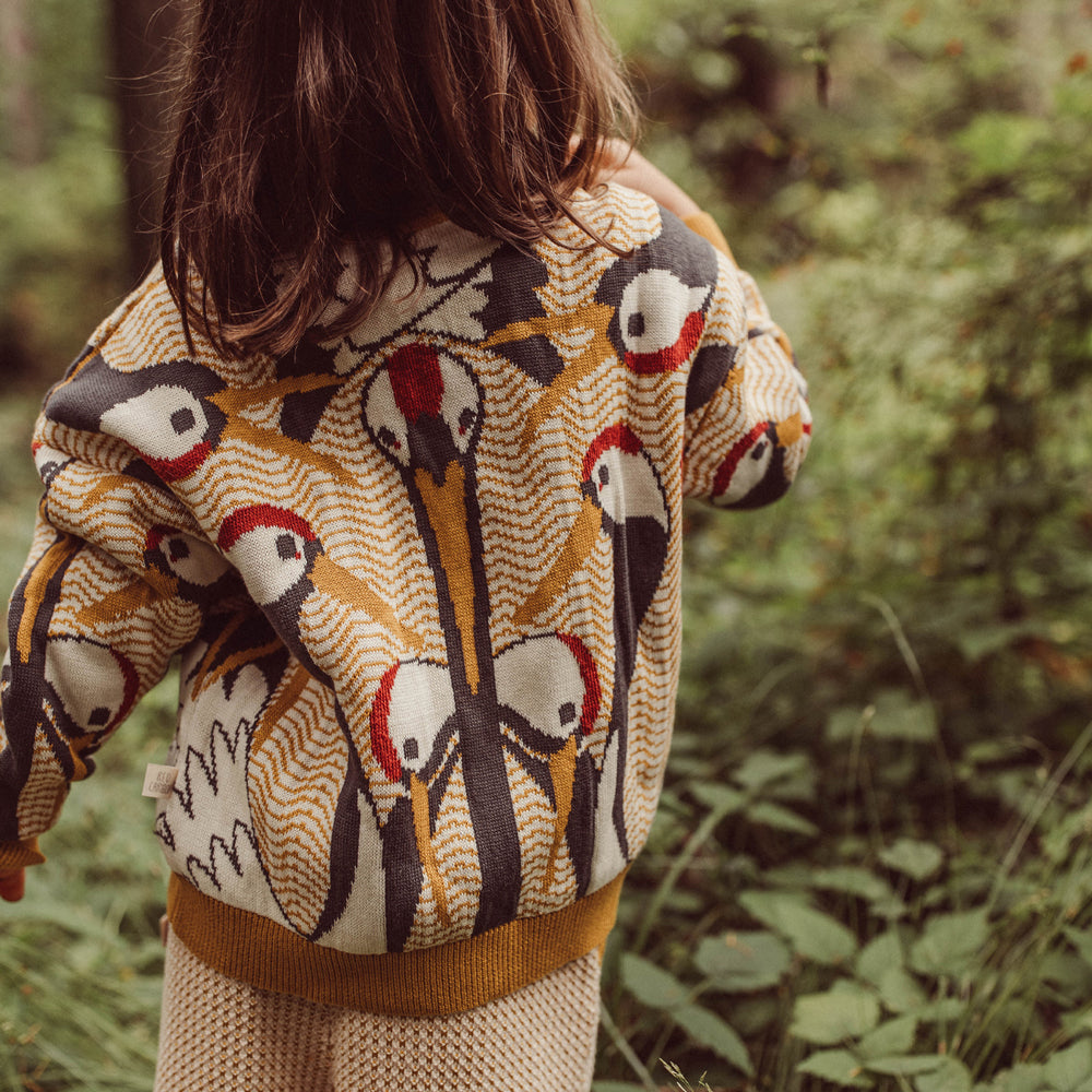 'tsuru (crane)' multi knit cardigan