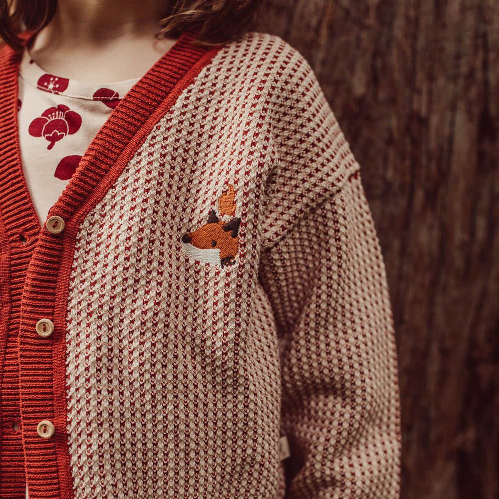 'multi' tibetan red knit cardigan