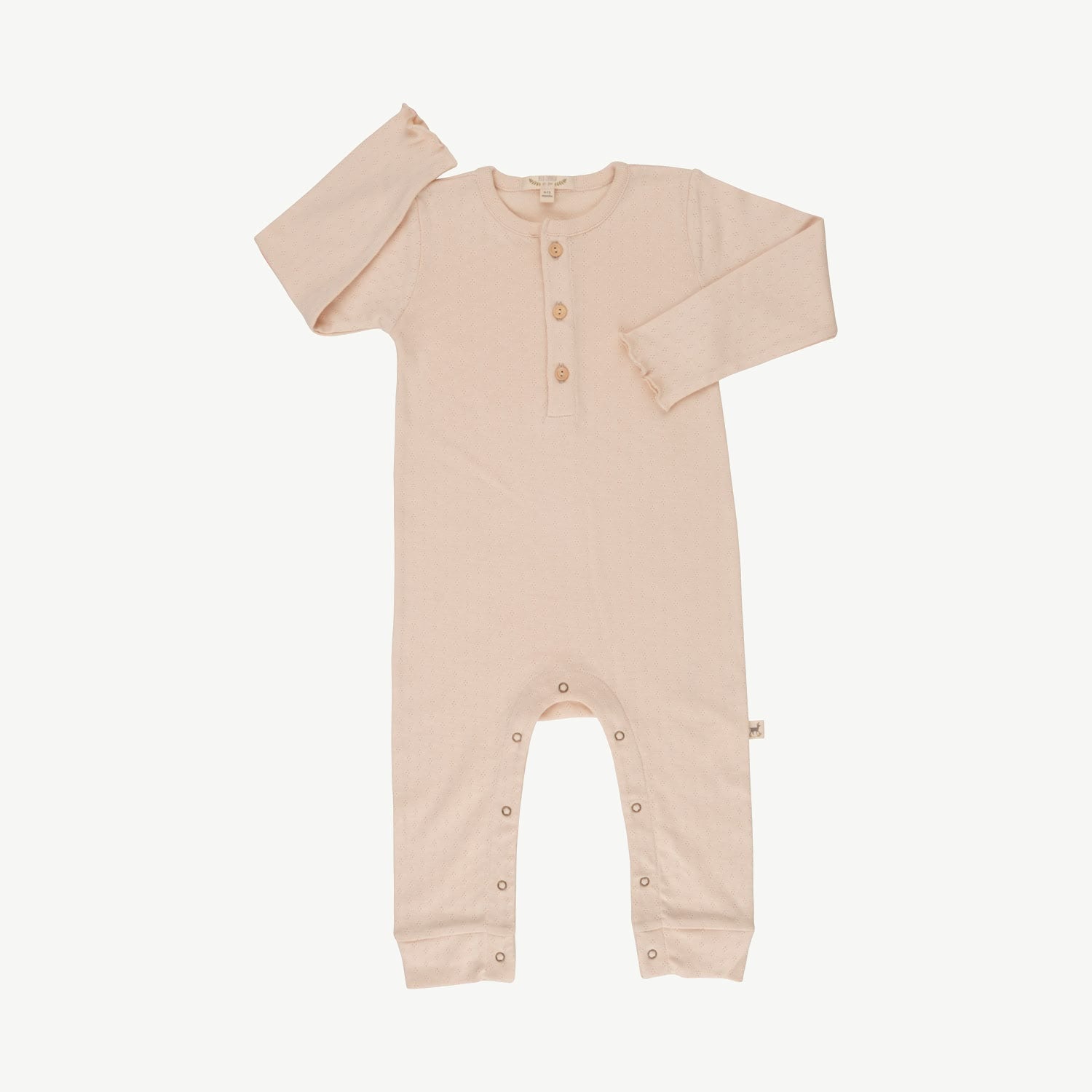 Pointelle Buttons Jumpsuit - Pointelle - Pink Tint