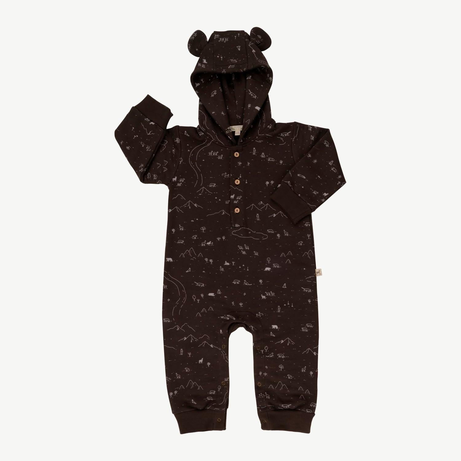 French Terry Bear Jumpsuit - Andean Plains - Beluga