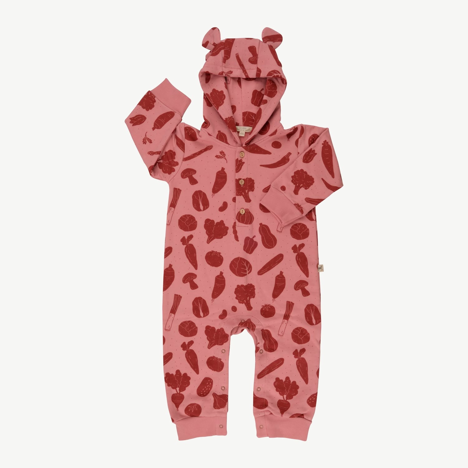 French Terry Bear Jumpsuit - Veggie Fiesta - Blush