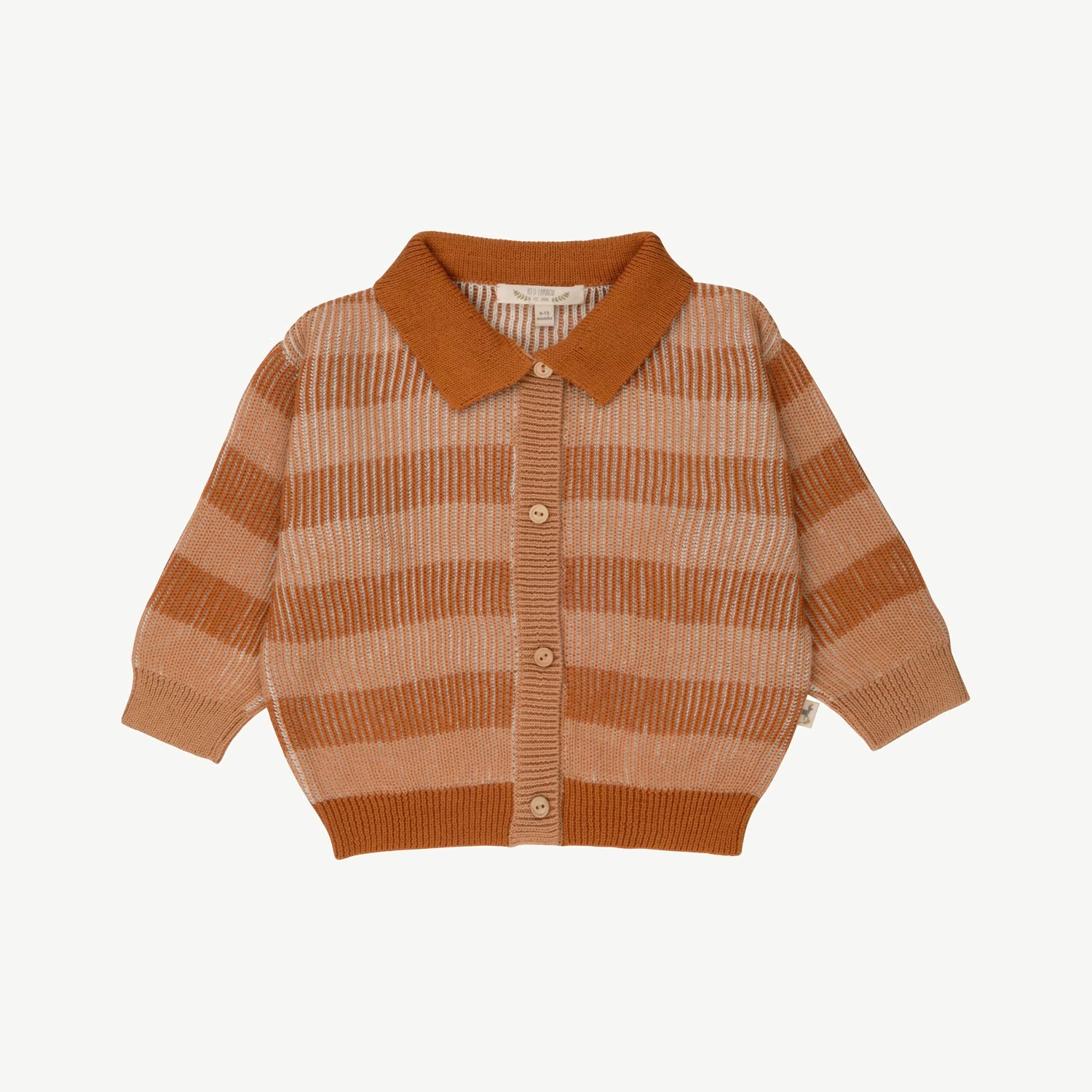 Knit Collared Cardigan - Color Block - Cashew