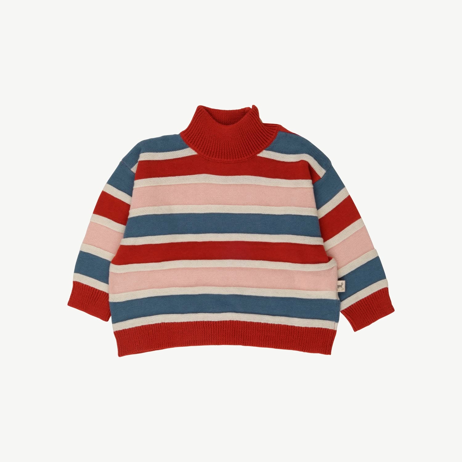 Knit Oversized Sweater - Horizontal Lines - Ketchup-Multi