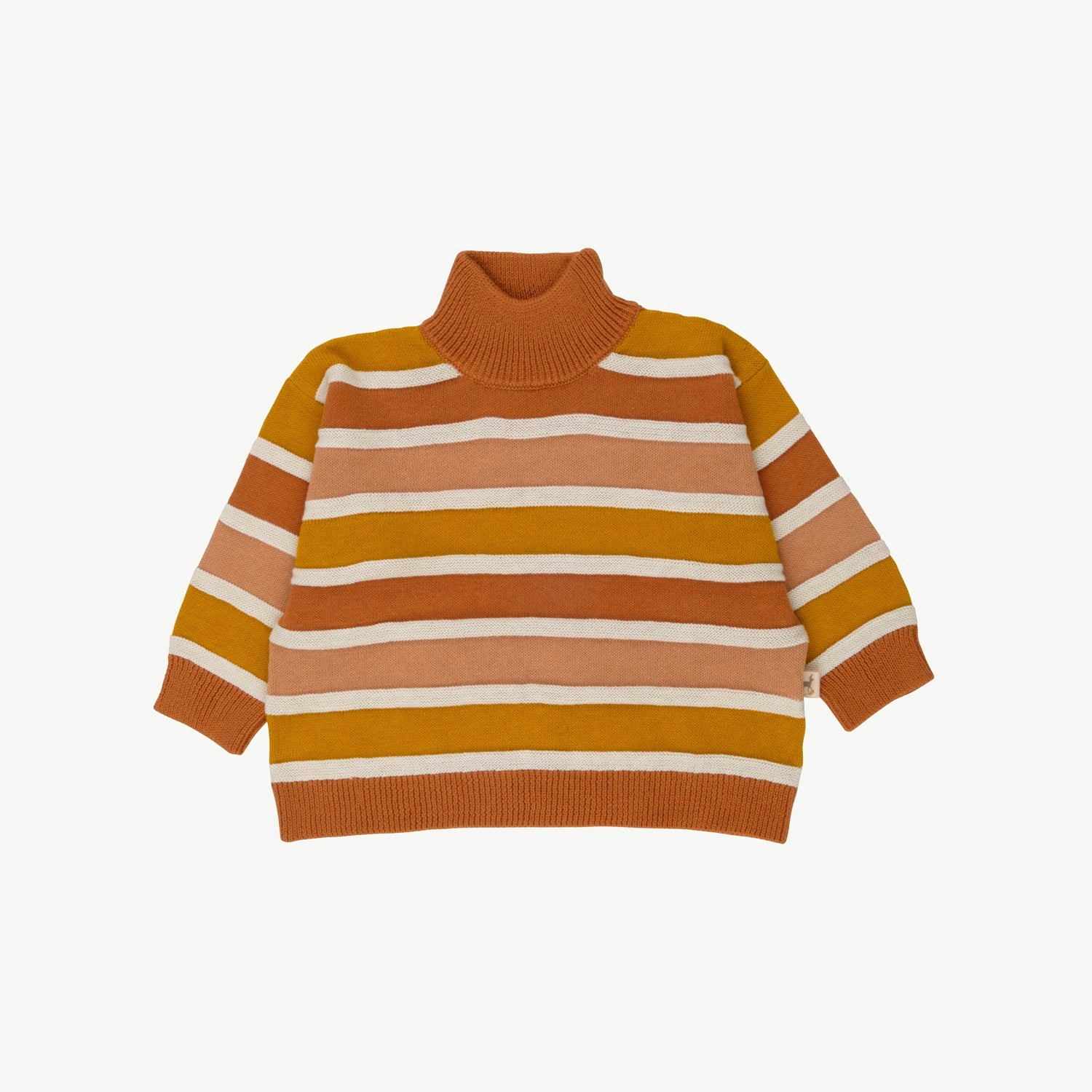 Knit Oversized Sweater - Horizontal Lines - Cashew-Multi