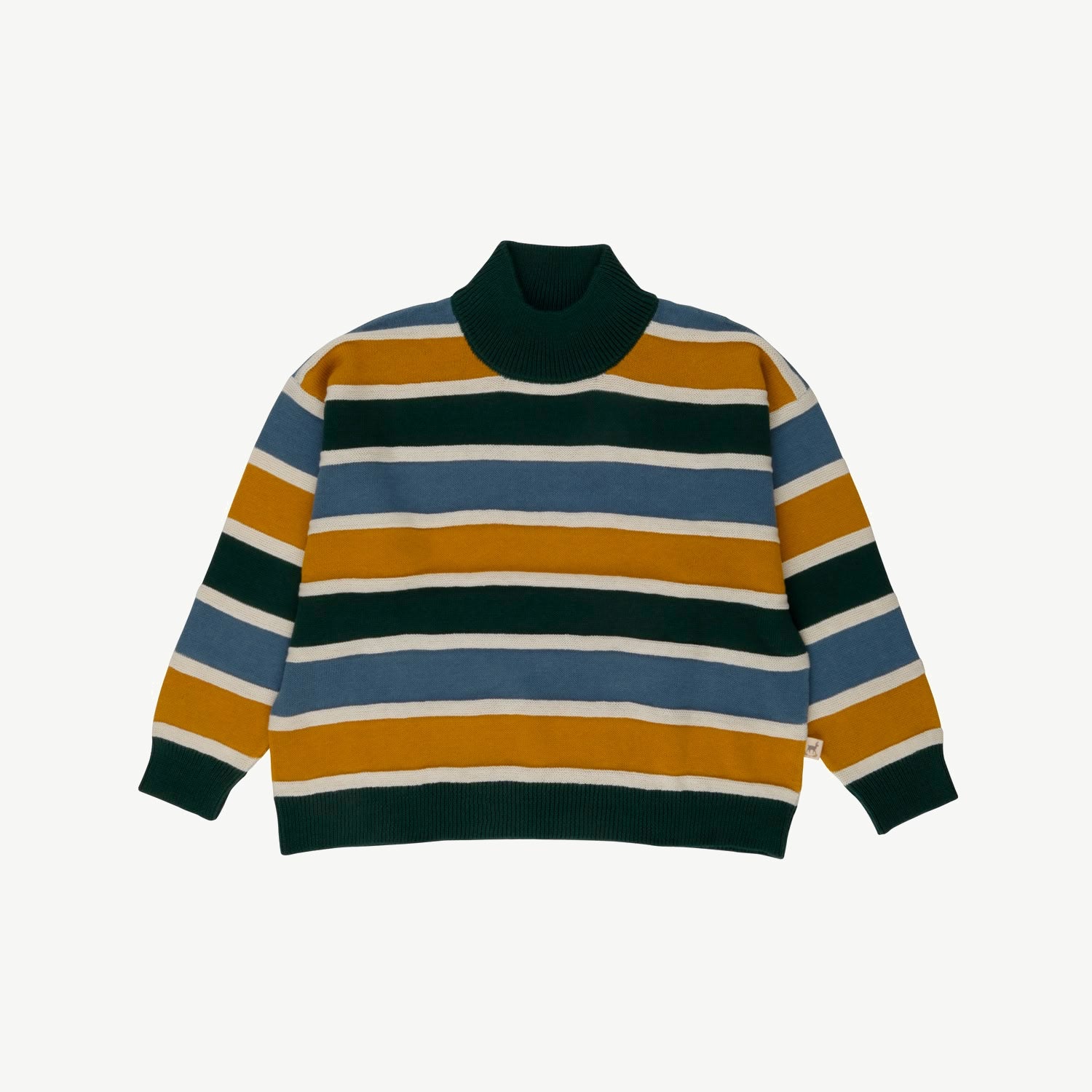 Knit Oversized Sweater - Horizontal Lines - Green-Multi