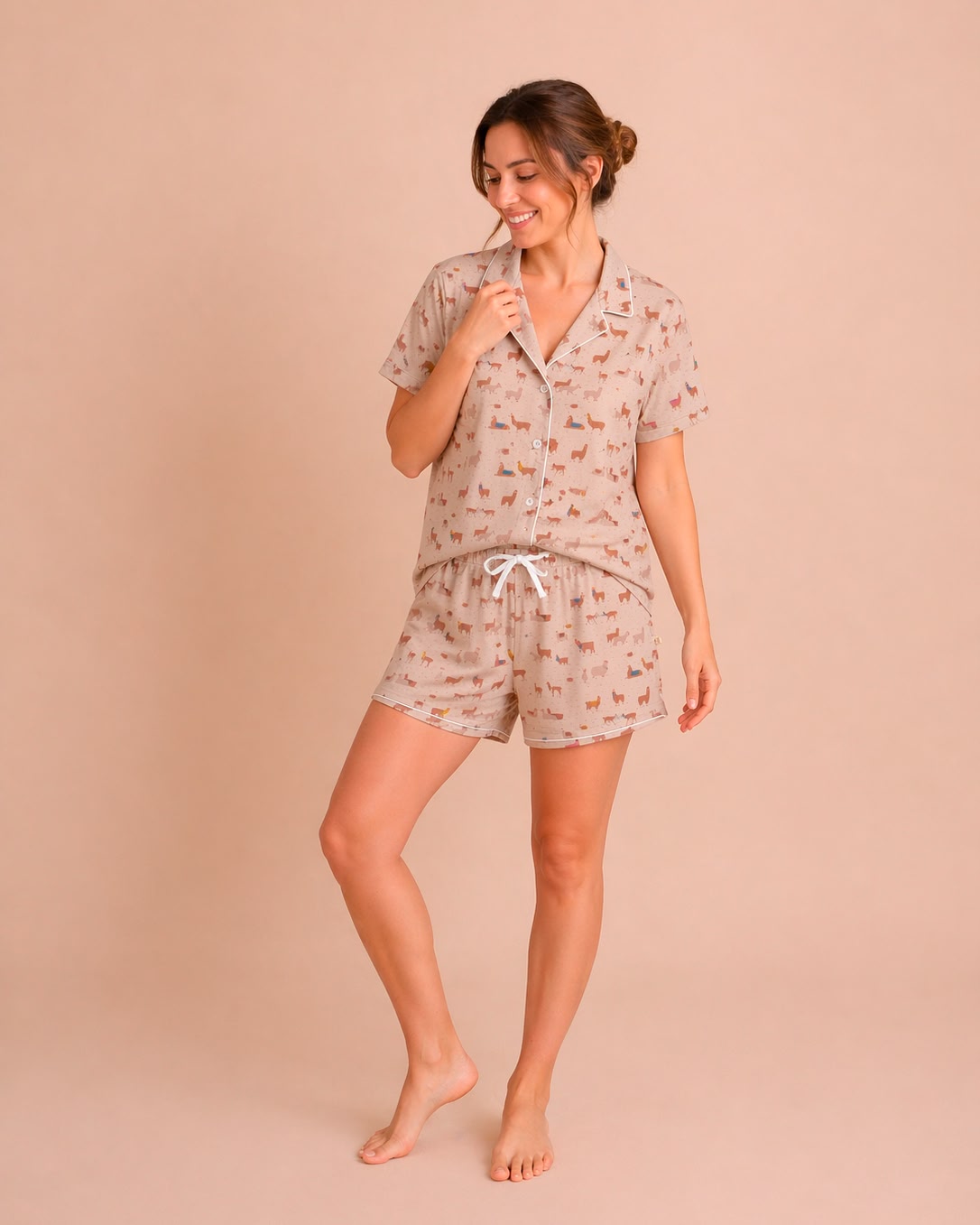 Short Shirt Pajama Set - Alpaca Treasures - Peyote
